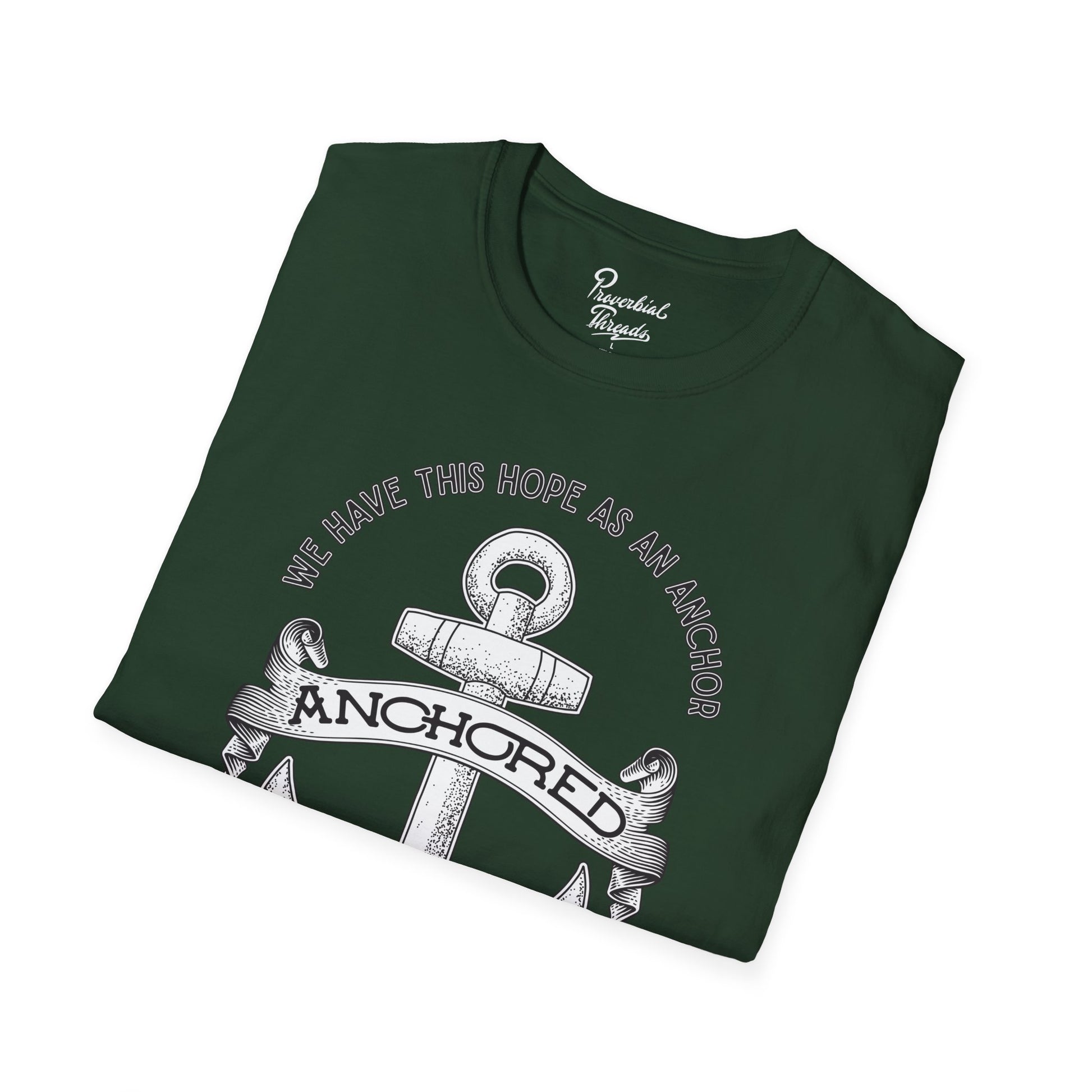 Anchored Shirt – Hebrews 6:19 Christian Nautical Tee Unisex Softstyle T-Shirt, Inspirational Shirt, Faith Apparel, Christian Gift, Bible Verse Tee, Casual Wear