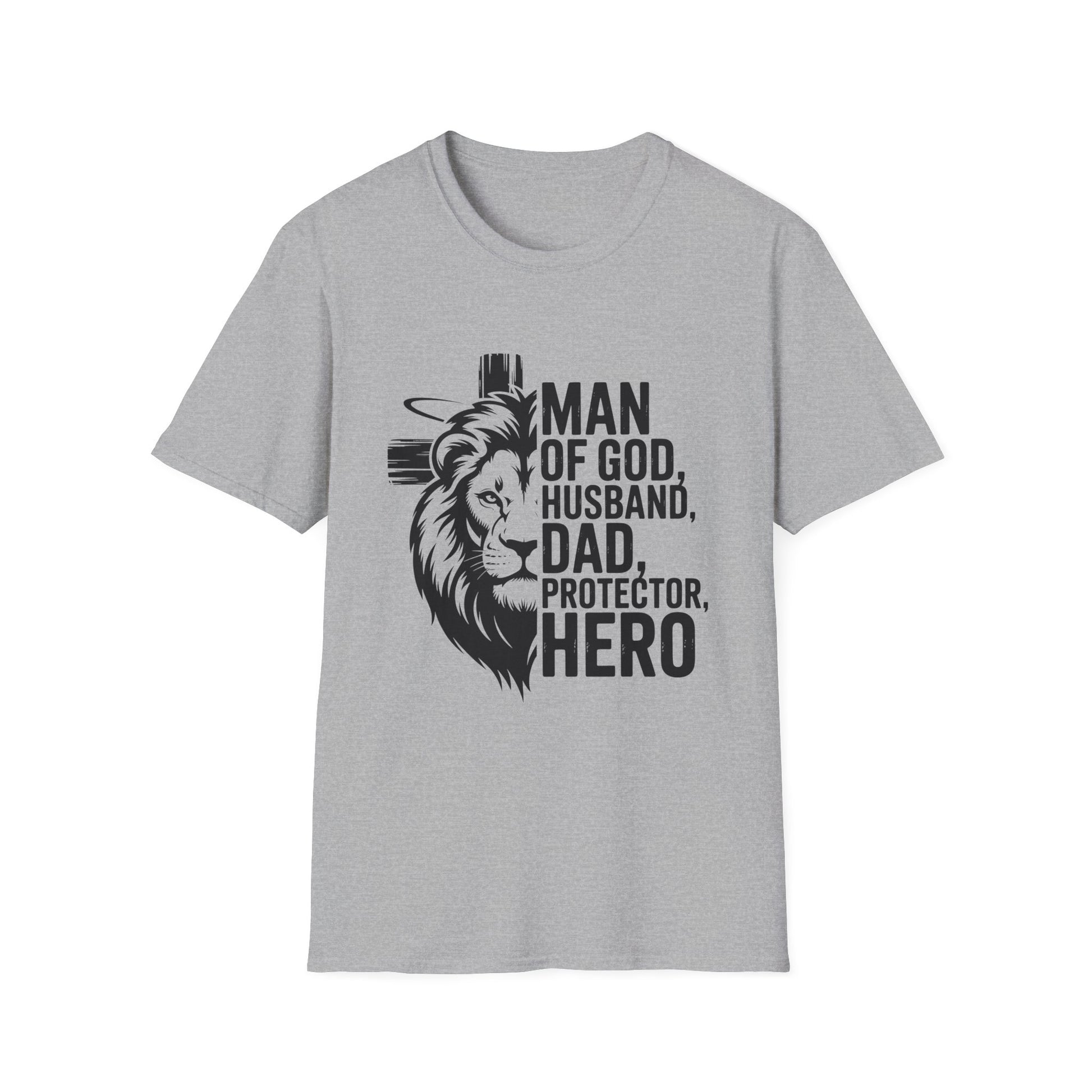 Faith-Inspired Men's T-Shirt - Man of God, Husband, Dad, Protector, Hero - Perfect for Father's Day, Christian Gifts, Casual Wear
