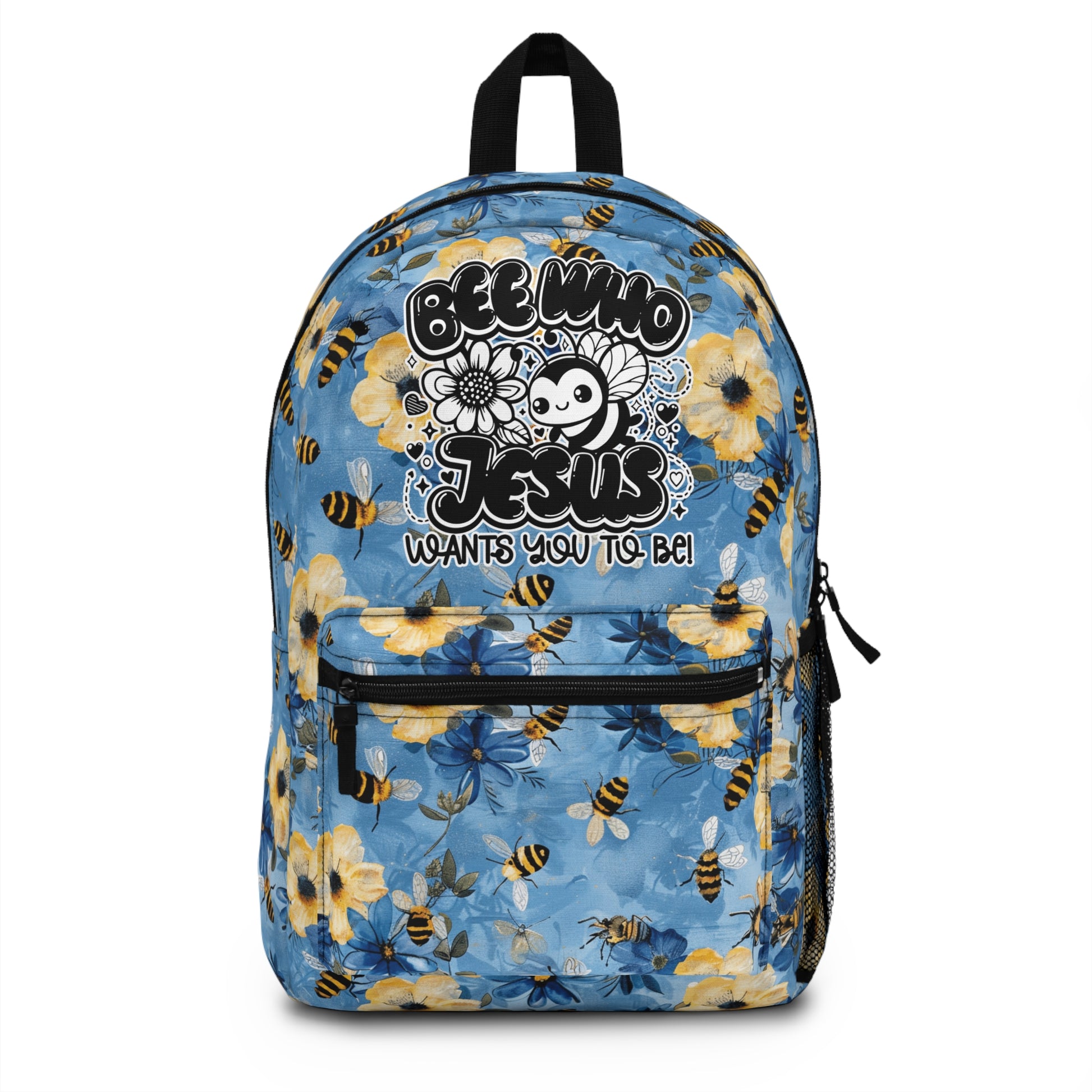 Bee Who Jesus Wants You to Be Floral Backpack - Perfect for School, Travel, Cute Bag for Kids and Adults, Inspirational Gift