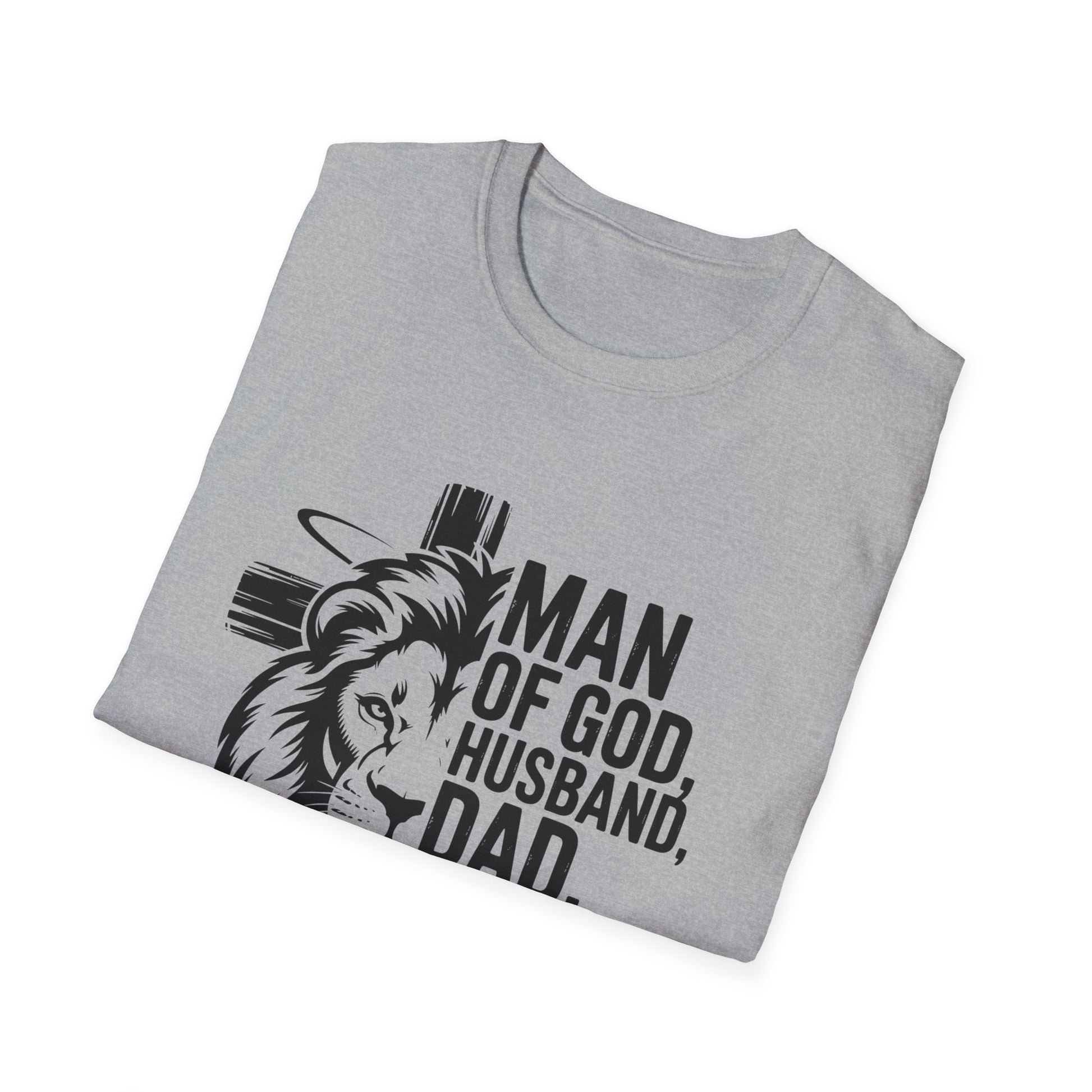 Faith-Inspired Men's T-Shirt - Man of God, Husband, Dad, Protector, Hero - Perfect for Father's Day, Christian Gifts, Casual Wear