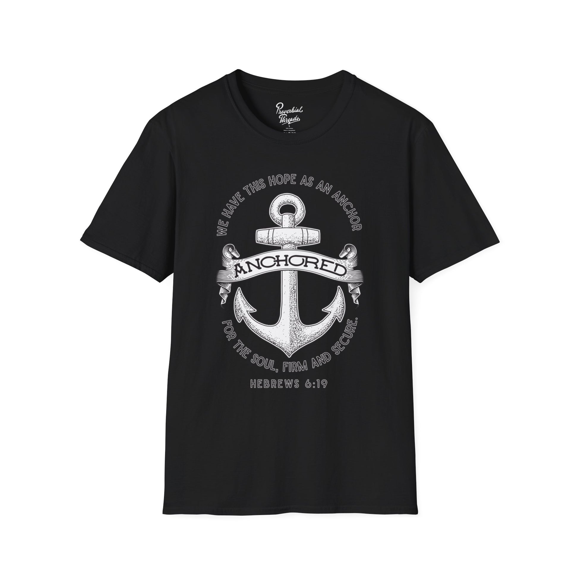 Anchored Shirt – Hebrews 6:19 Christian Nautical Tee Unisex Softstyle T-Shirt, Inspirational Shirt, Faith Apparel, Christian Gift, Bible Verse Tee, Casual Wear