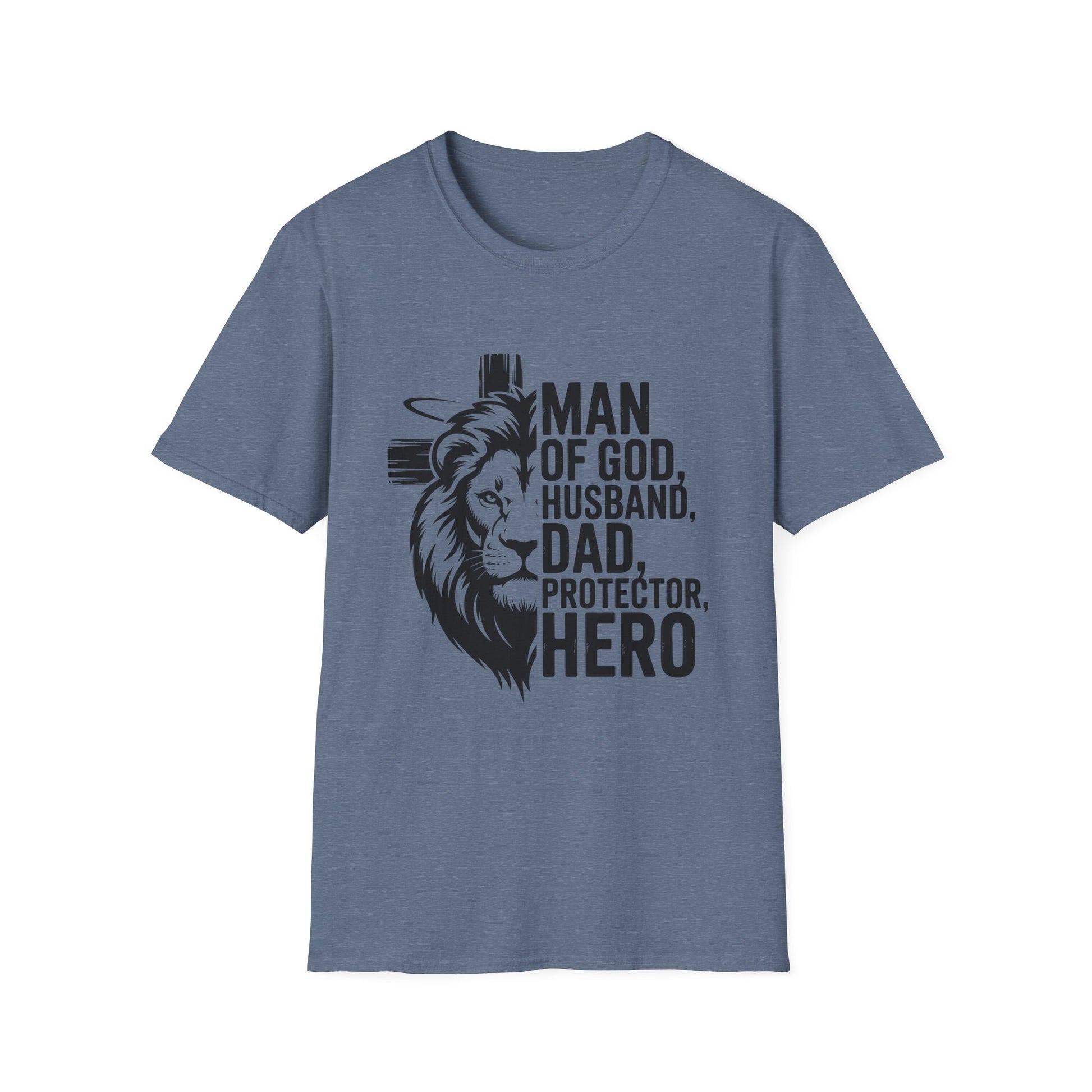 Faith-Inspired Men's T-Shirt - Man of God, Husband, Dad, Protector, Hero - Perfect for Father's Day, Christian Gifts, Casual Wear