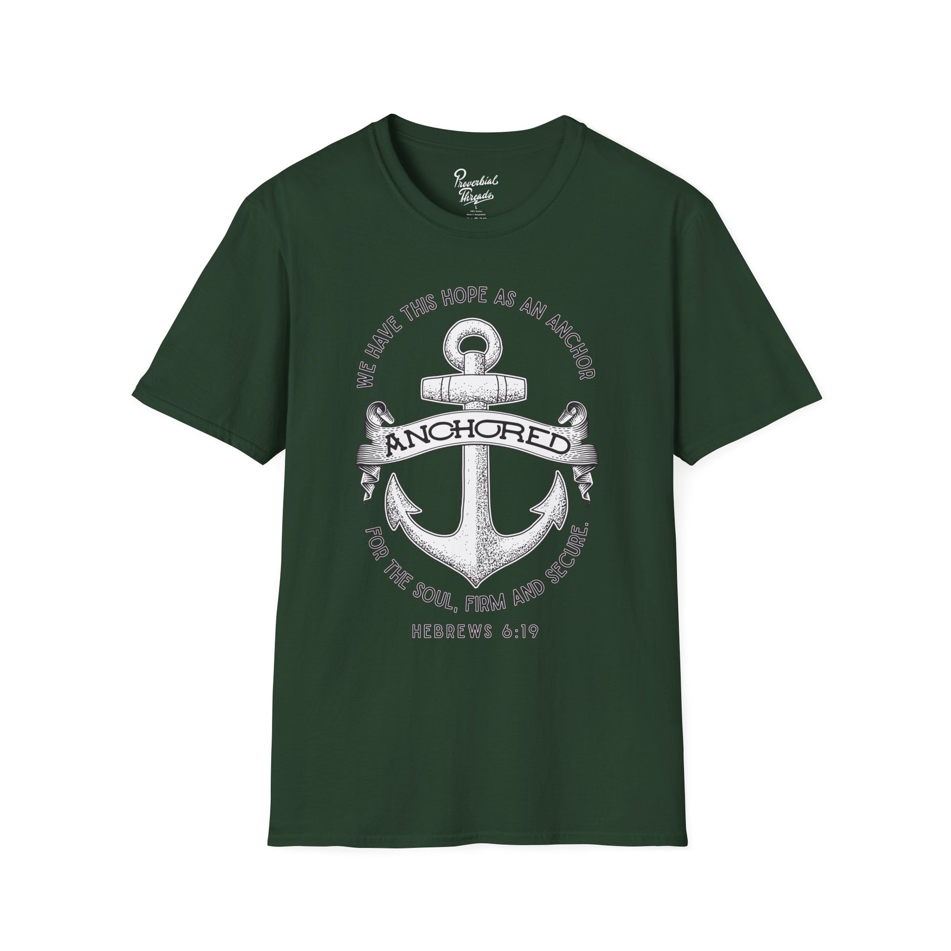 Anchored Shirt – Hebrews 6:19 Christian Nautical Tee Unisex Softstyle T-Shirt, Inspirational Shirt, Faith Apparel, Christian Gift, Bible Verse Tee, Casual Wear