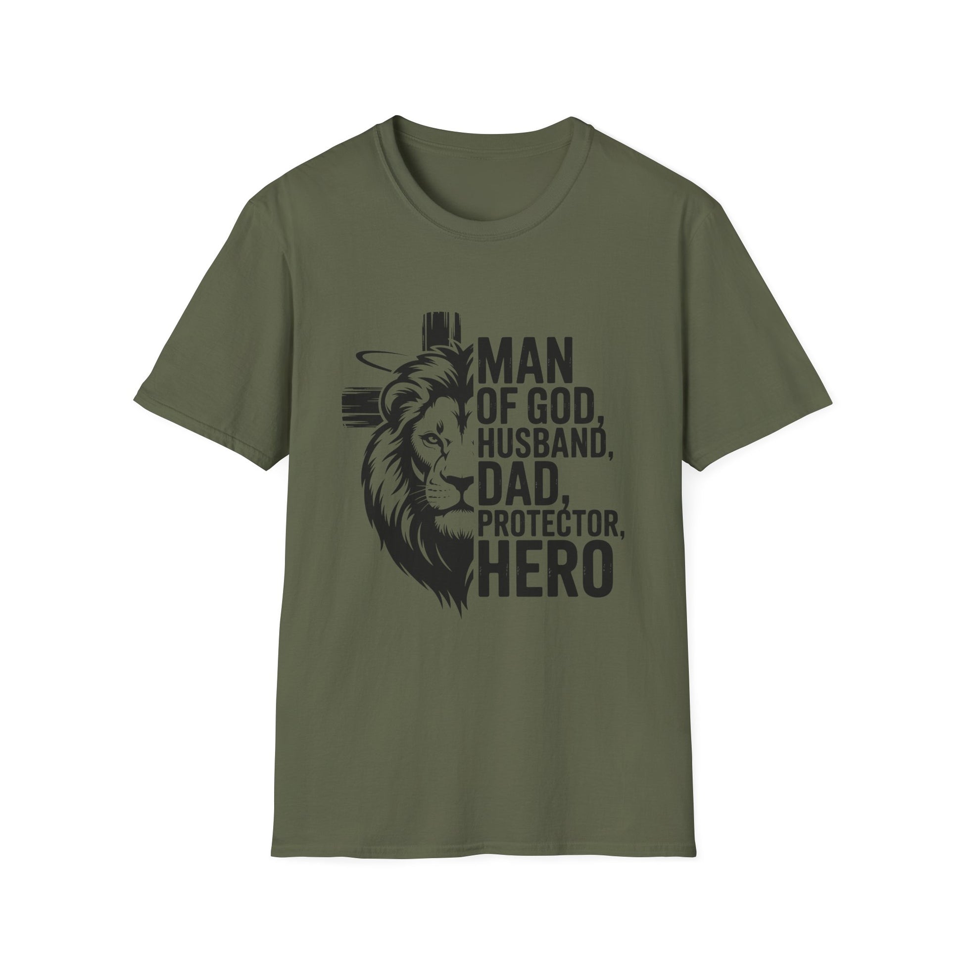 Faith-Inspired Men's T-Shirt - Man of God, Husband, Dad, Protector, Hero - Perfect for Father's Day, Christian Gifts, Casual Wear