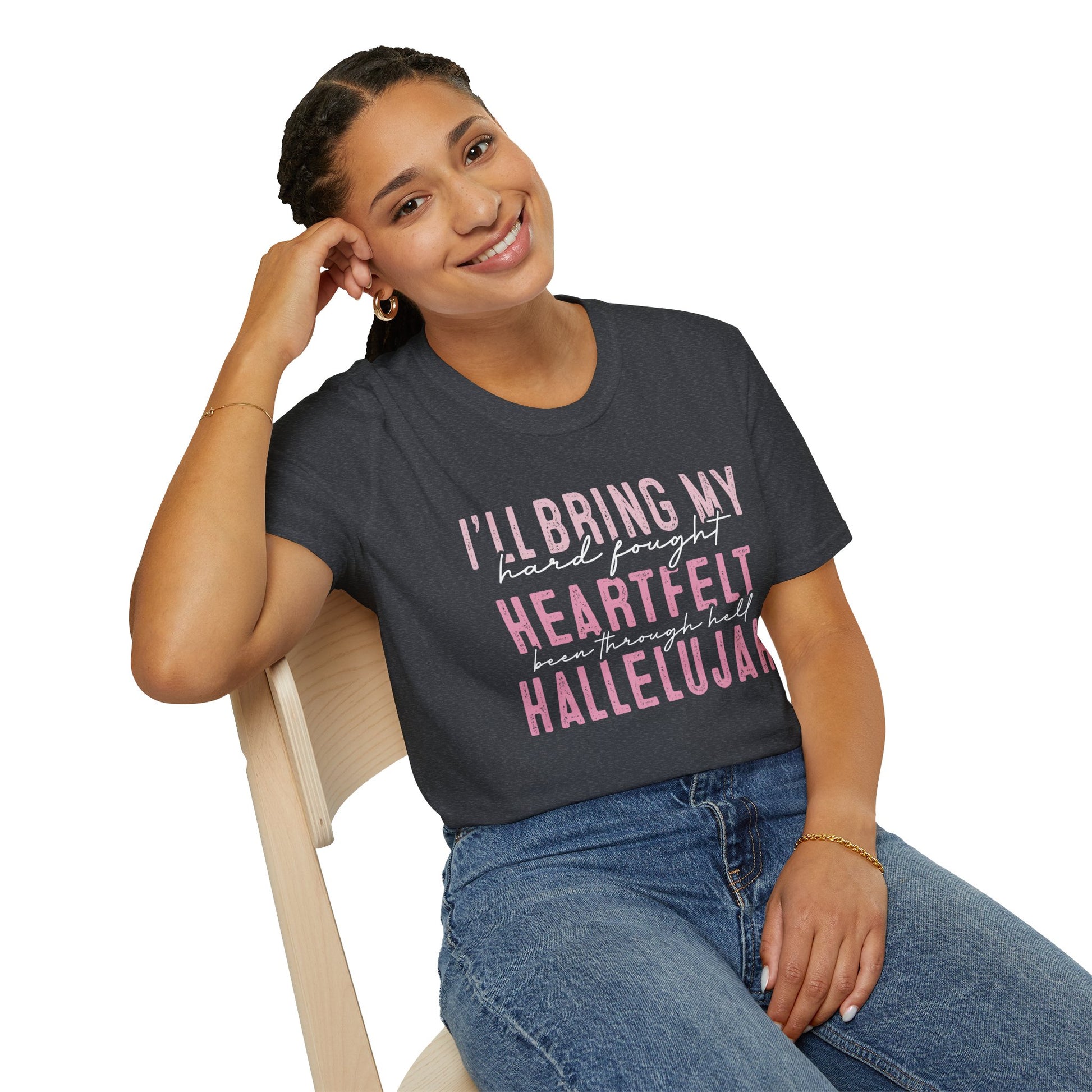 Heartfelt Hallelujah Unisex T-Shirt, Inspirational Tee, Music Lover Gift, Casual Wear, Christian Apparel, Comfortable Daily Wear