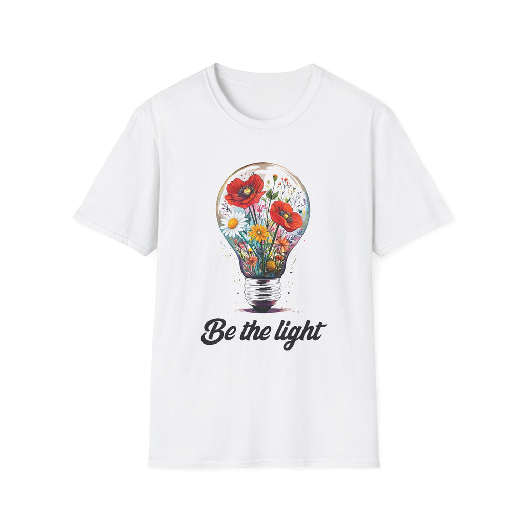 Floral Lightbulb T-Shirt, Be the Light Quote Tee, Positive Vibes Shirt, Gift for Nature Lovers, Exciting Summer Wear