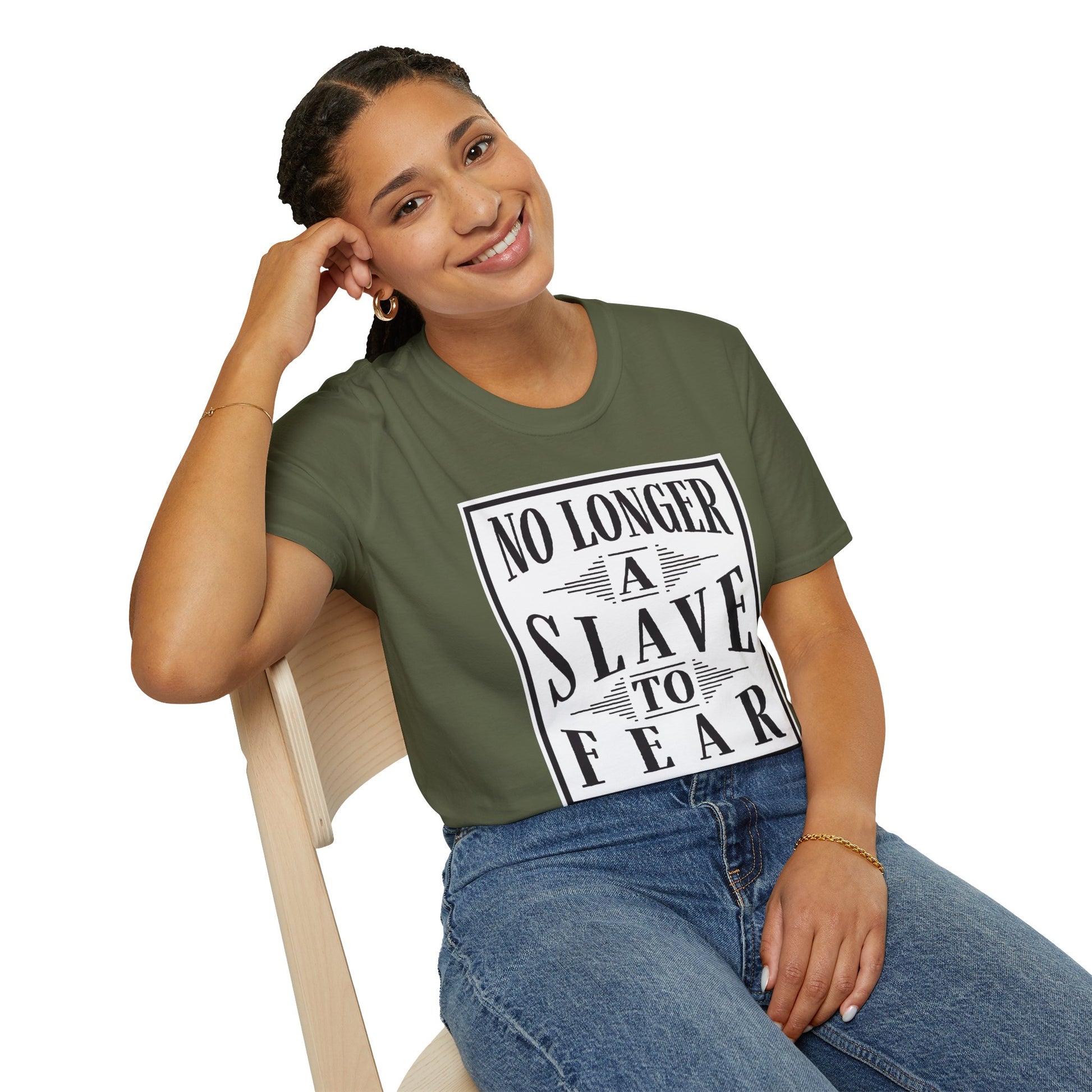 “No Longer a Slave to Fear” Christian T-Shirt – Proverbs 3:25–26 Scripture Tee – Edgy Faith-Based Apparel (Unisex)