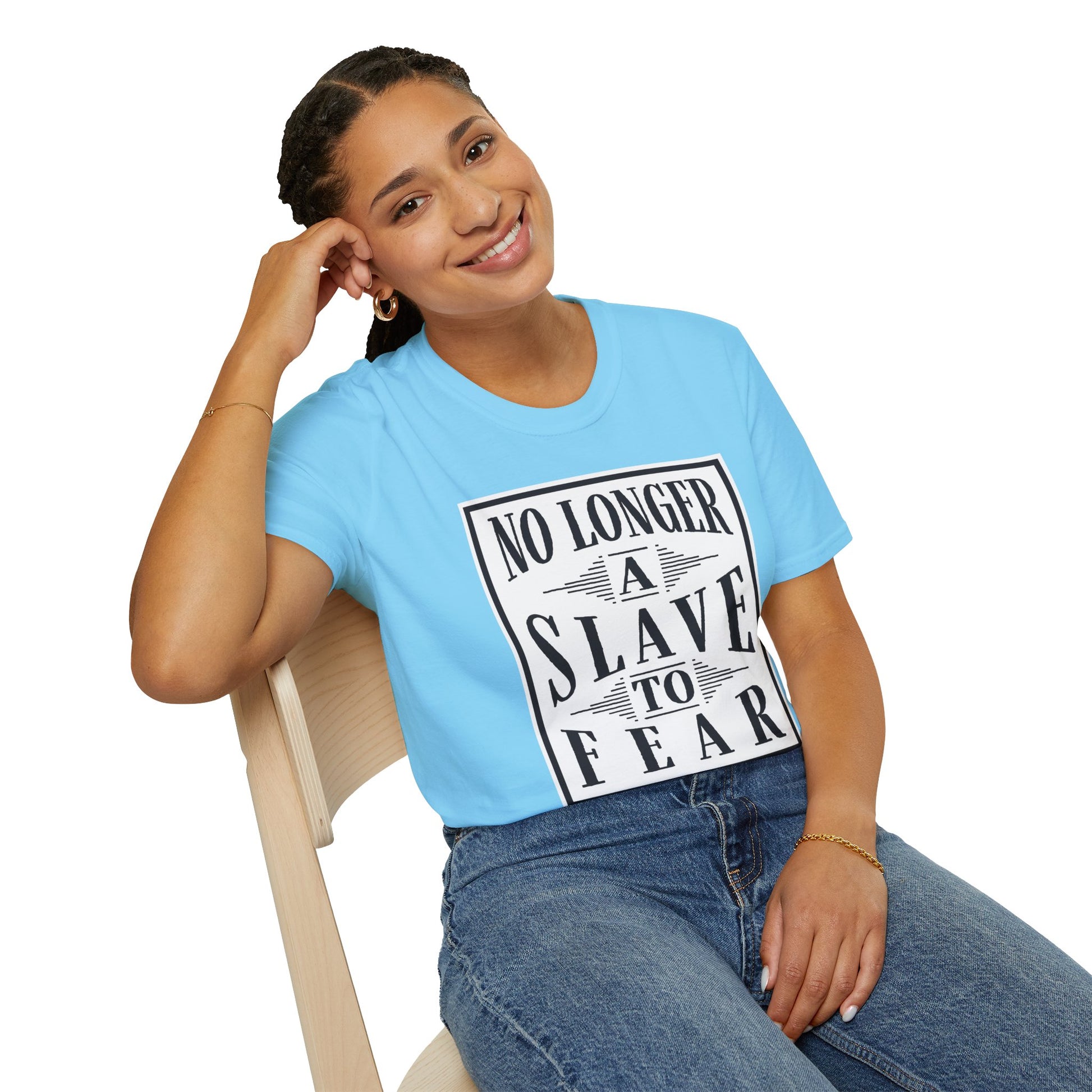 “No Longer a Slave to Fear” Christian T-Shirt – Proverbs 3:25–26 Scripture Tee – Edgy Faith-Based Apparel (Unisex)