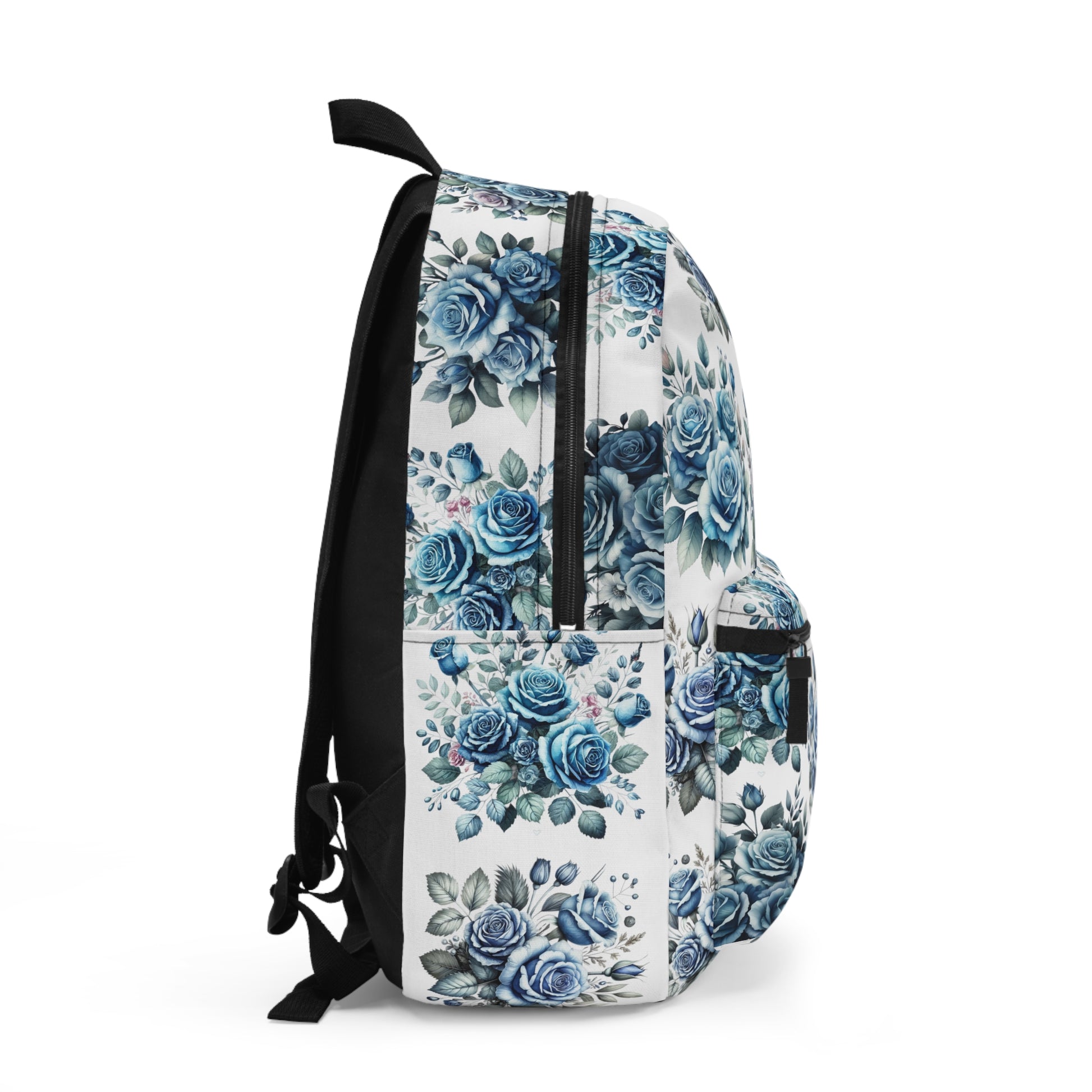 Vintage Blue Flowers, Floral Backpack - Stylish School Bag, Trendy Floral Rucksack, Artistic Travel Tote, Gift for Her