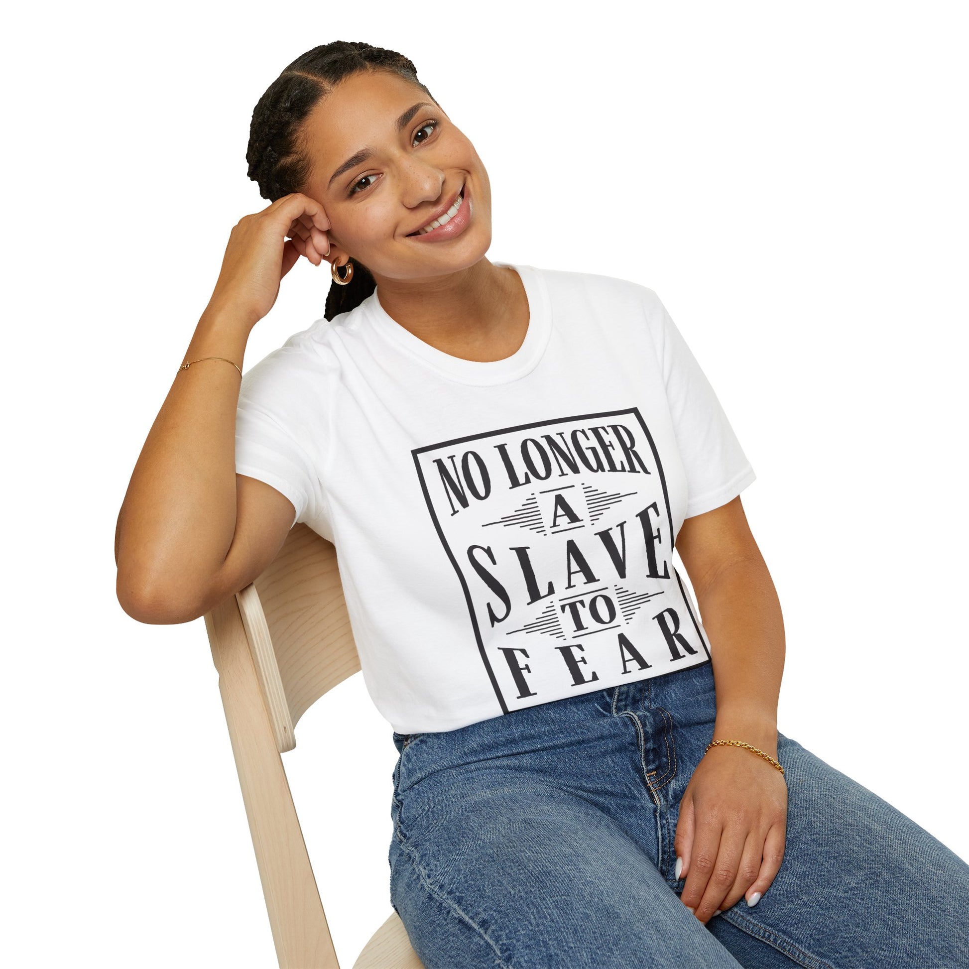 “No Longer a Slave to Fear” Christian T-Shirt – Proverbs 3:25–26 Scripture Tee – Edgy Faith-Based Apparel (Unisex)