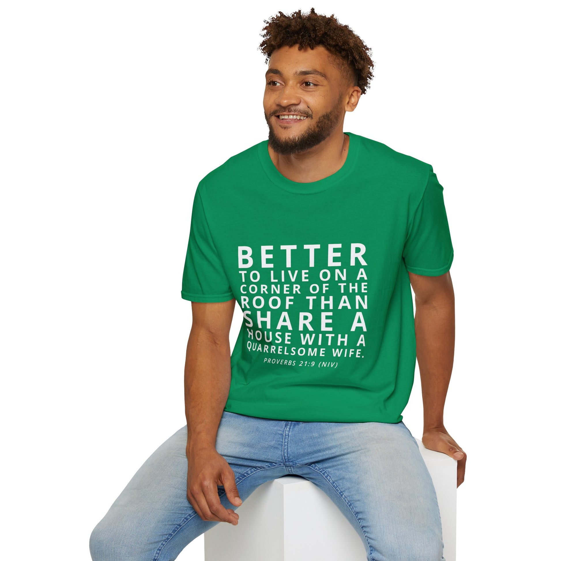 Quarrelsome Wife T-Shirt Proverbs 21:9, Funny Gift, Bible Verse Tee, Casual Wear, Unisex Softstyle Shirt, Gift for Him