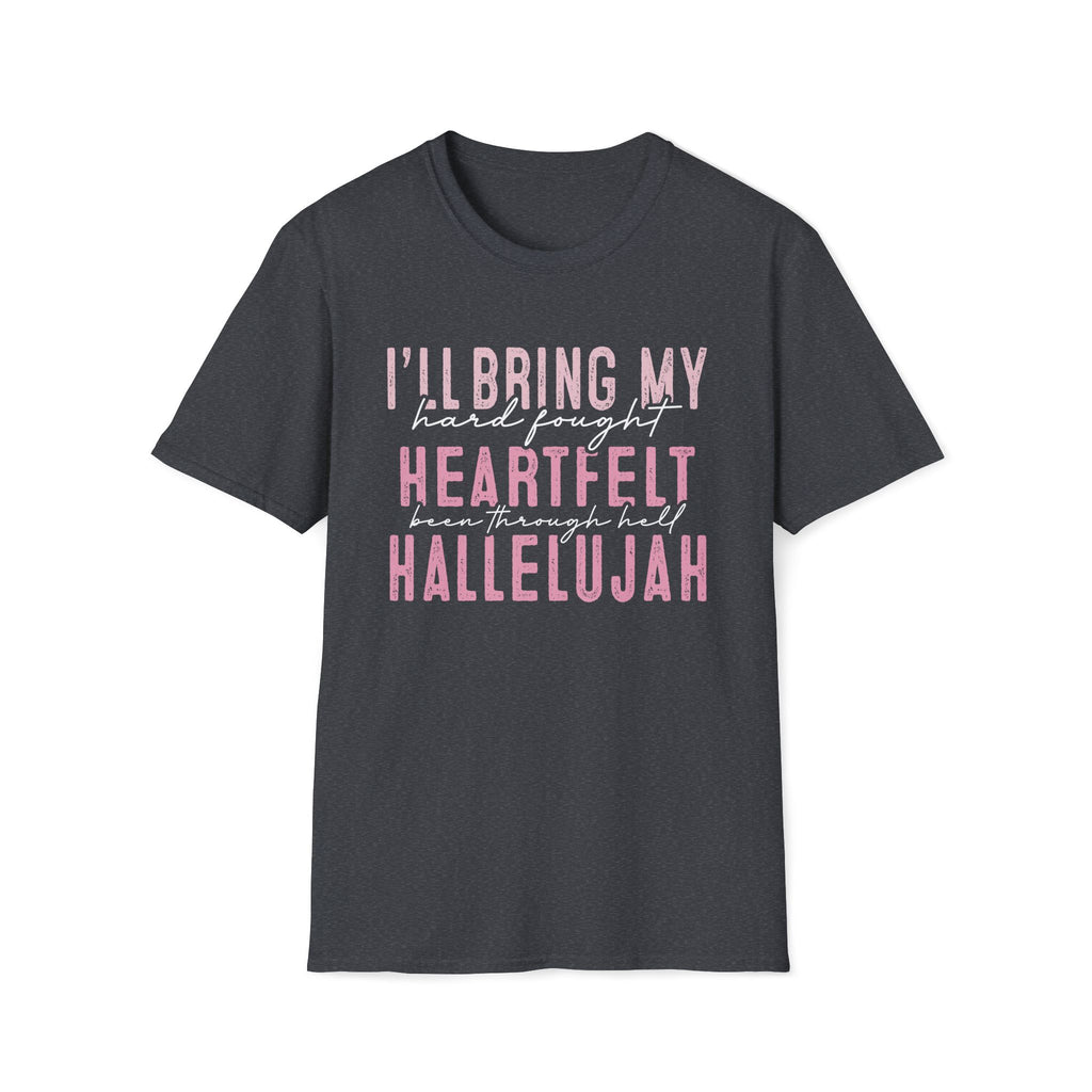 Heartfelt Hallelujah Unisex T-Shirt, Inspirational Tee, Music Lover Gift, Casual Wear, Christian Apparel, Comfortable Daily Wear