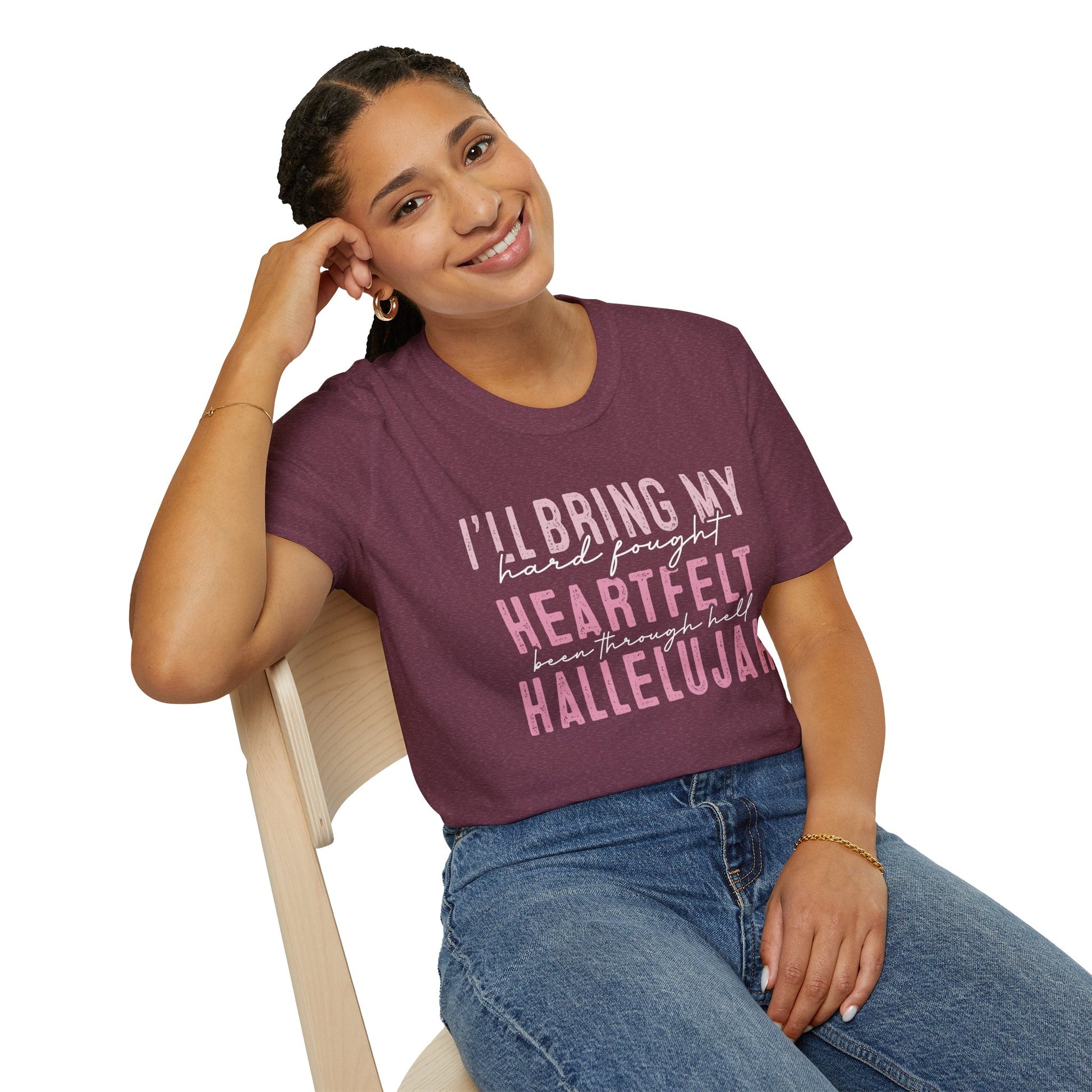 Heartfelt Hallelujah Unisex T-Shirt, Inspirational Tee, Music Lover Gift, Casual Wear, Christian Apparel, Comfortable Daily Wear