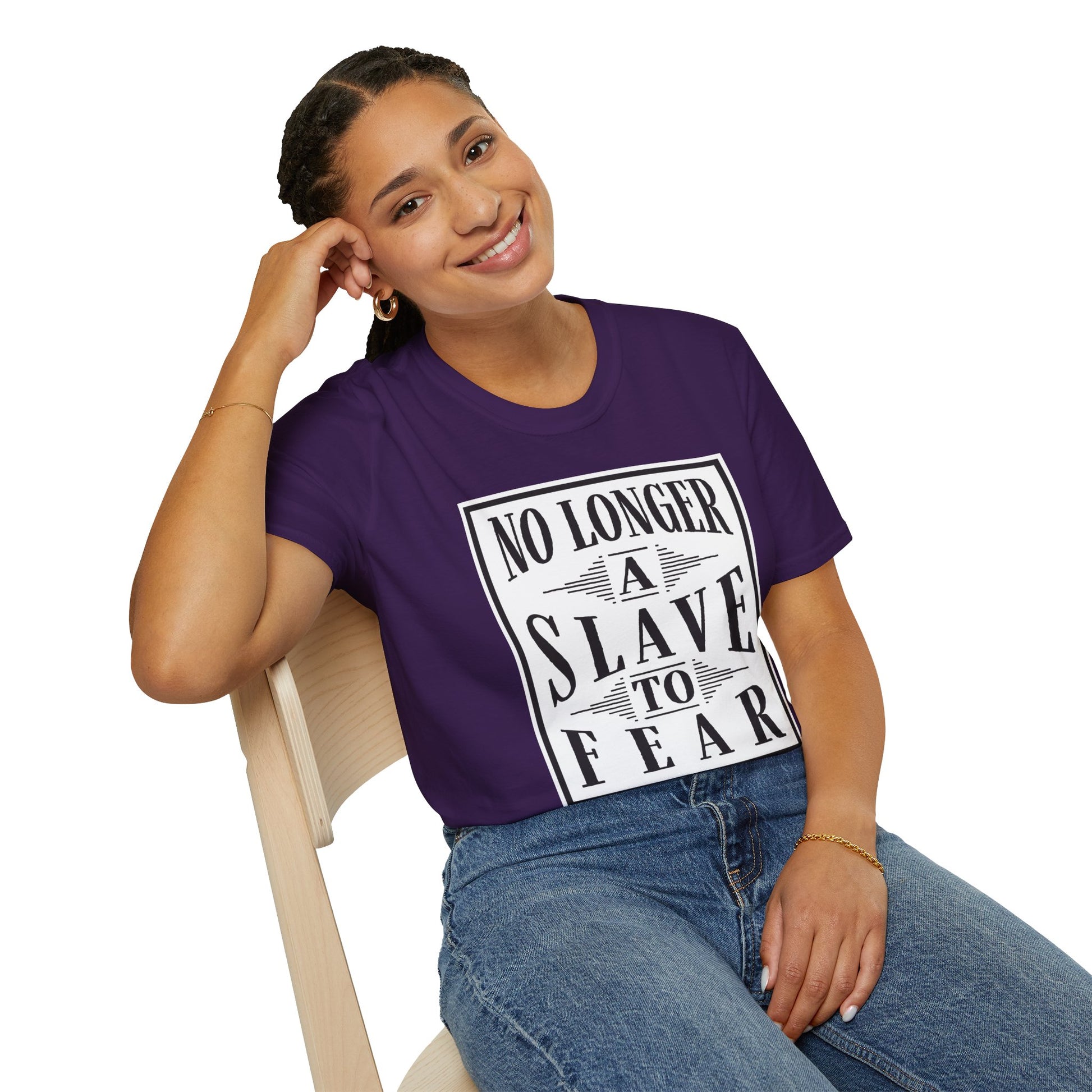 “No Longer a Slave to Fear” Christian T-Shirt – Proverbs 3:25–26 Scripture Tee – Edgy Faith-Based Apparel (Unisex)