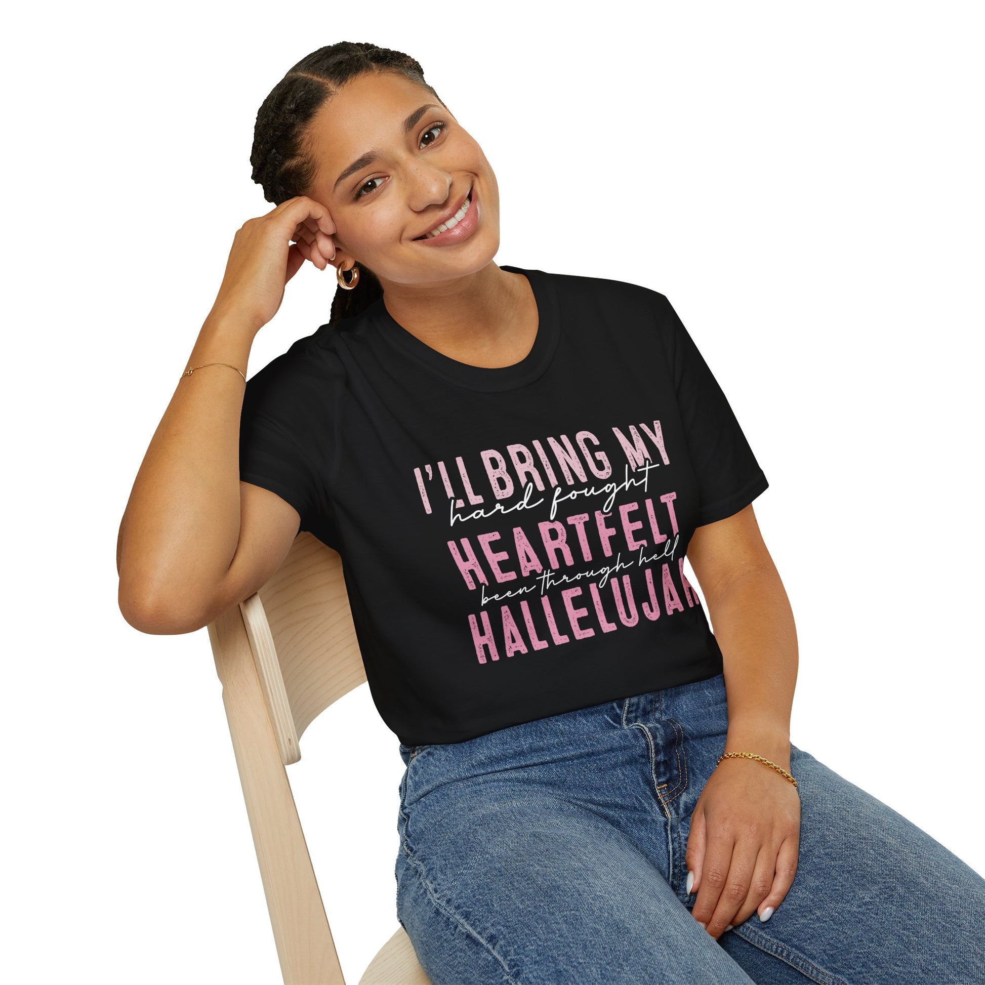 Heartfelt Hallelujah Unisex T-Shirt, Inspirational Tee, Music Lover Gift, Casual Wear, Christian Apparel, Comfortable Daily Wear