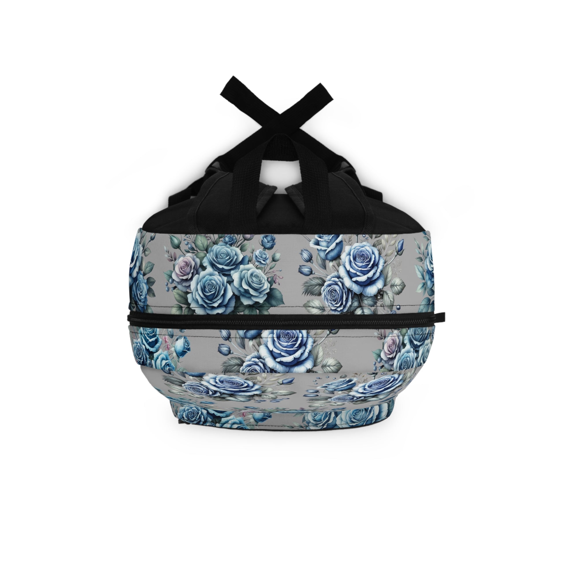 Vintage Blue Flowers, Floral Backpack - Stylish School Bag, Trendy Floral Rucksack, Artistic Travel Tote, Gift for Her, Grey Background