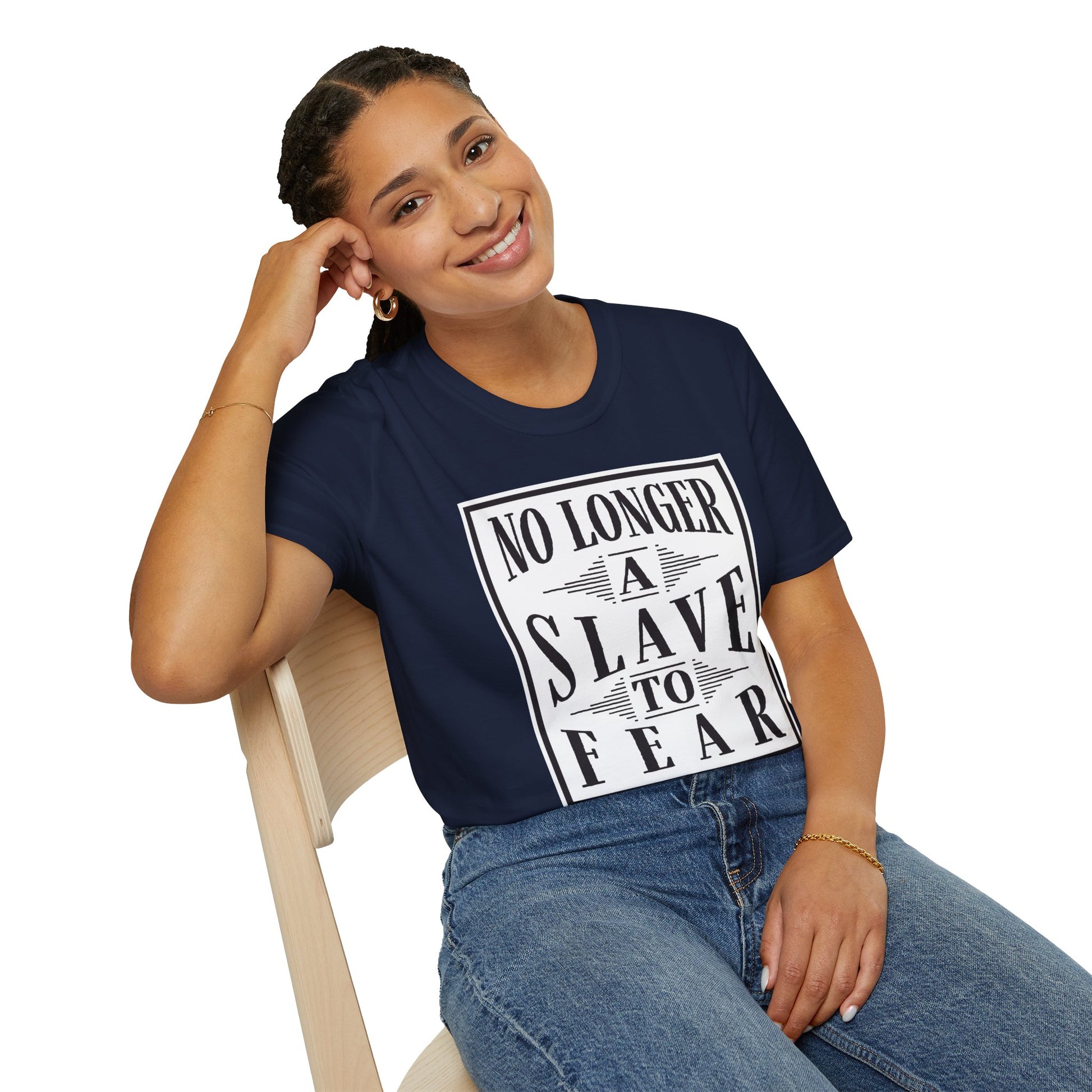 “No Longer a Slave to Fear” Christian T-Shirt – Proverbs 3:25–26 Scripture Tee – Edgy Faith-Based Apparel (Unisex)