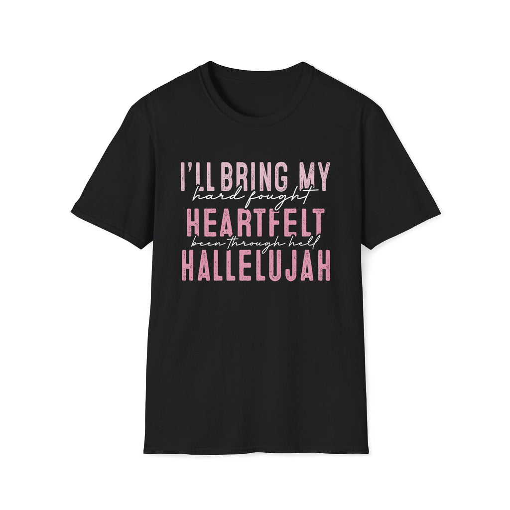 Heartfelt Hallelujah Unisex T-Shirt, Inspirational Tee, Music Lover Gift, Casual Wear, Christian Apparel, Comfortable Daily Wear
