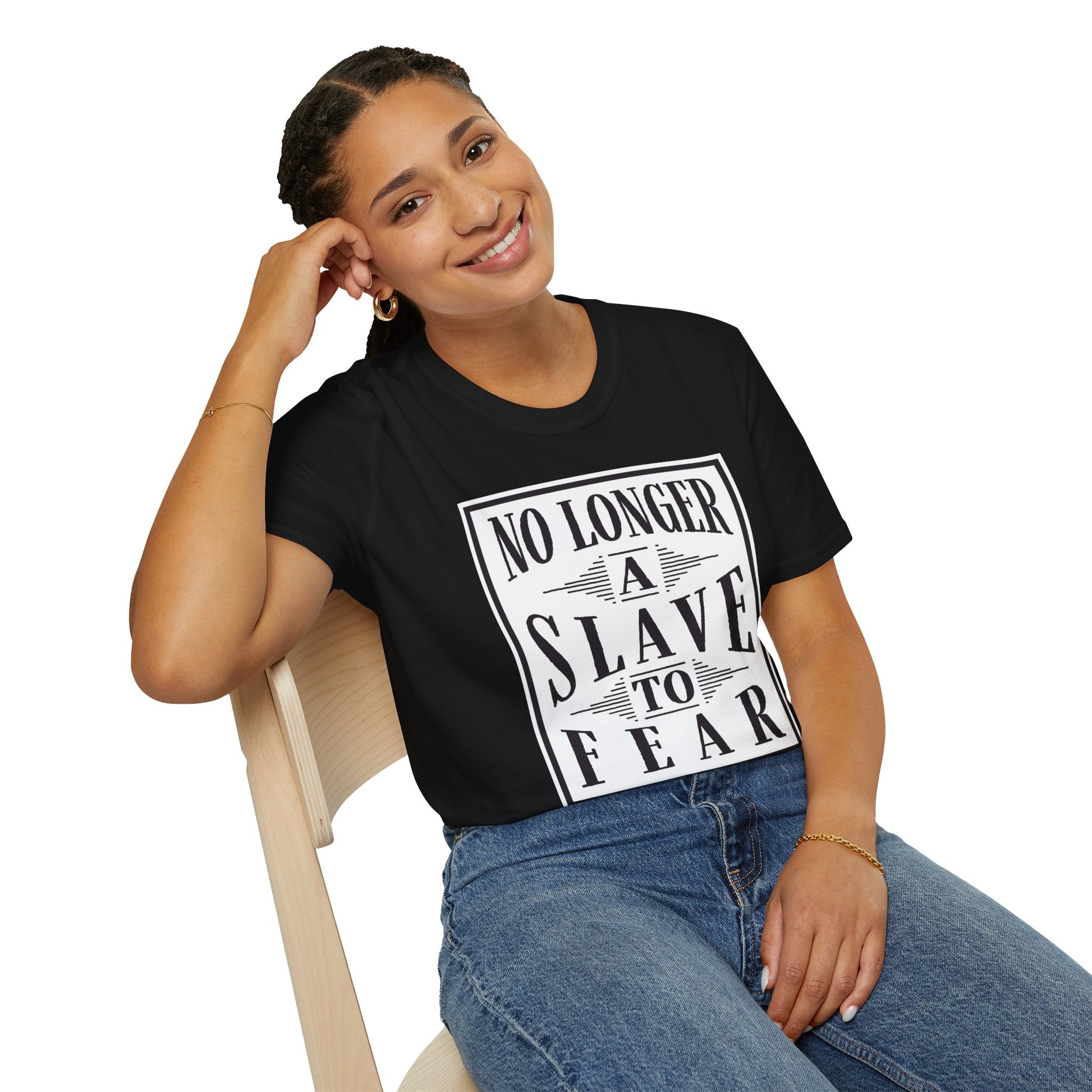 “No Longer a Slave to Fear” Christian T-Shirt – Proverbs 3:25–26 Scripture Tee – Edgy Faith-Based Apparel (Unisex)