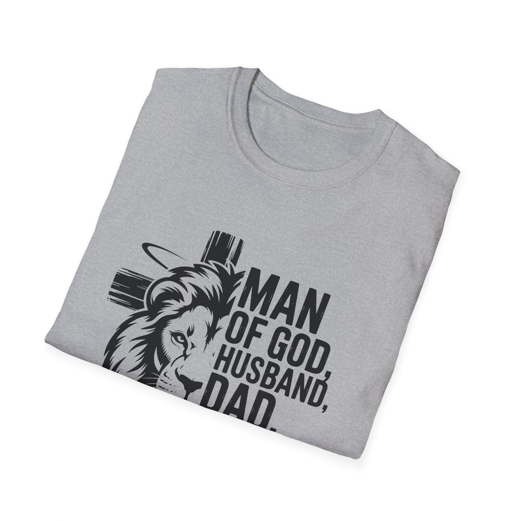 Faith-Inspired Men's T-Shirt - Man of God, Husband, Dad, Protector, Hero - Perfect for Father's Day, Christian Gifts, Casual Wear