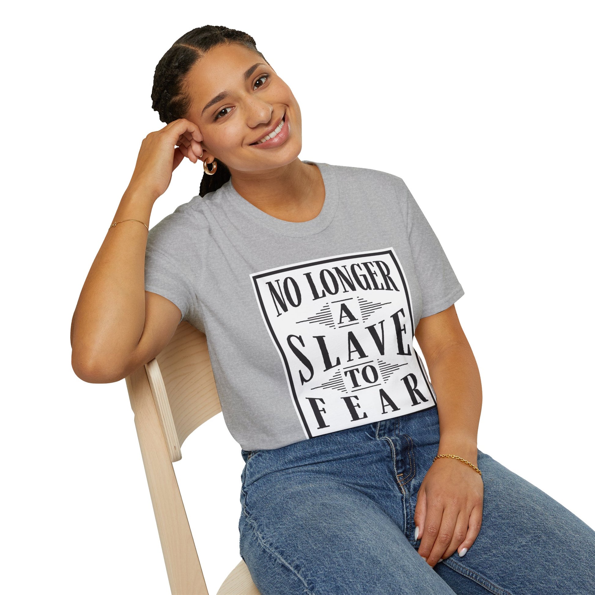 “No Longer a Slave to Fear” Christian T-Shirt – Proverbs 3:25–26 Scripture Tee – Edgy Faith-Based Apparel (Unisex)