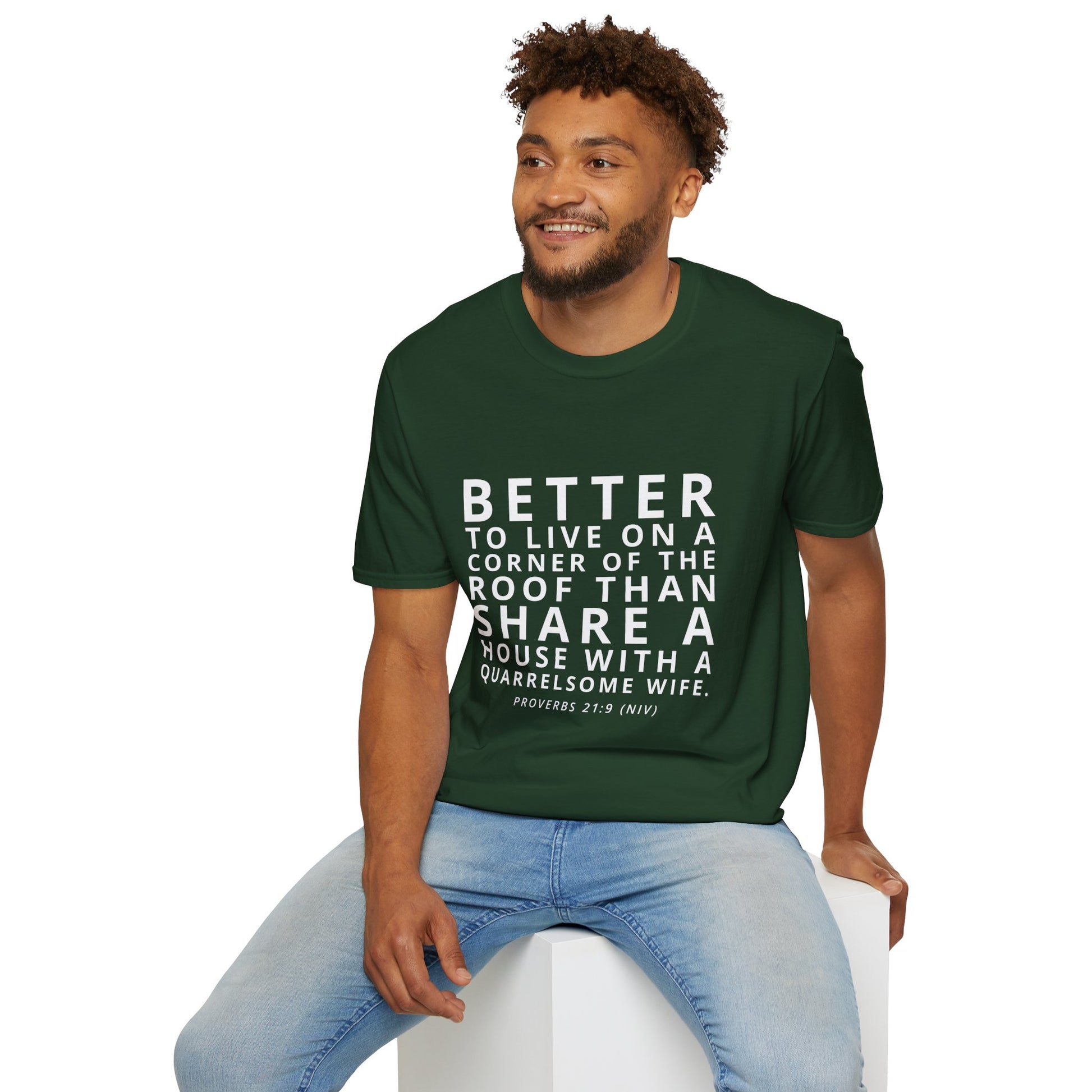 Quarrelsome Wife T-Shirt Proverbs 21:9, Funny Gift, Bible Verse Tee, Casual Wear, Unisex Softstyle Shirt, Gift for Him