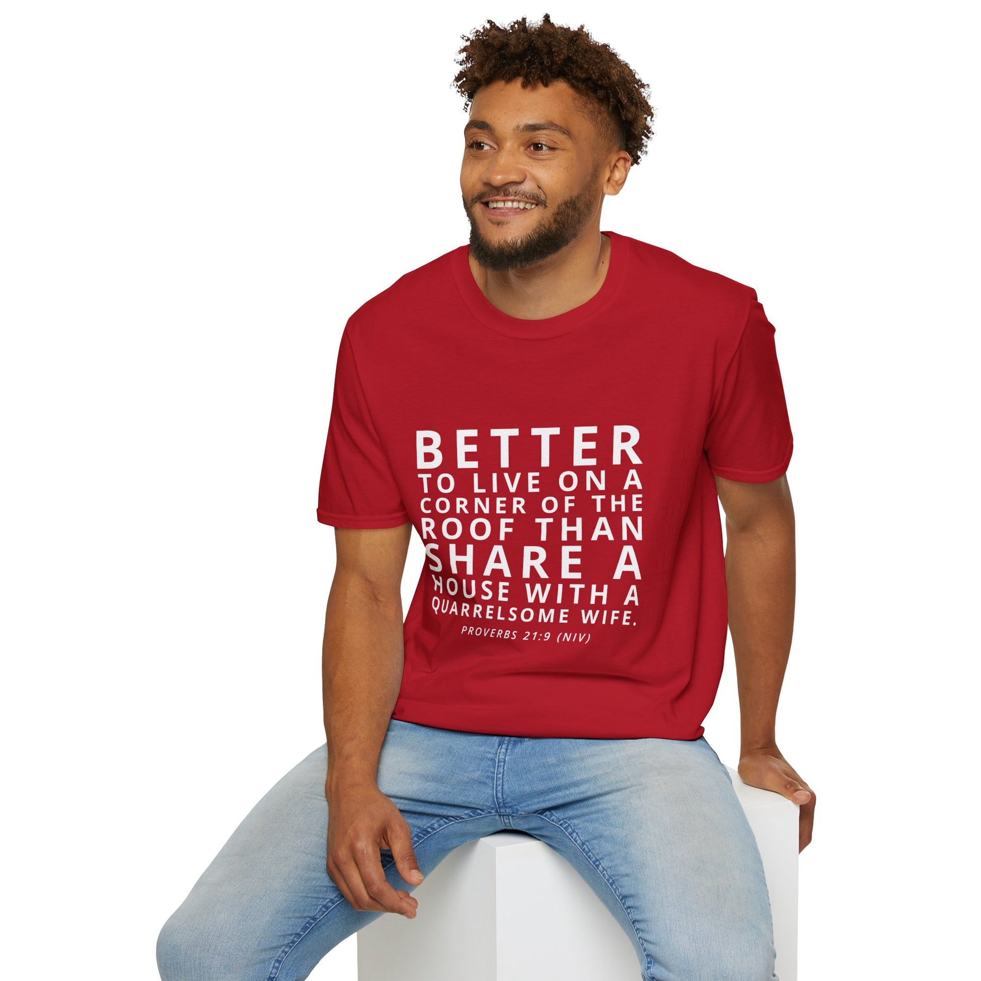 Quarrelsome Wife T-Shirt Proverbs 21:9, Funny Gift, Bible Verse Tee, Casual Wear, Unisex Softstyle Shirt, Gift for Him