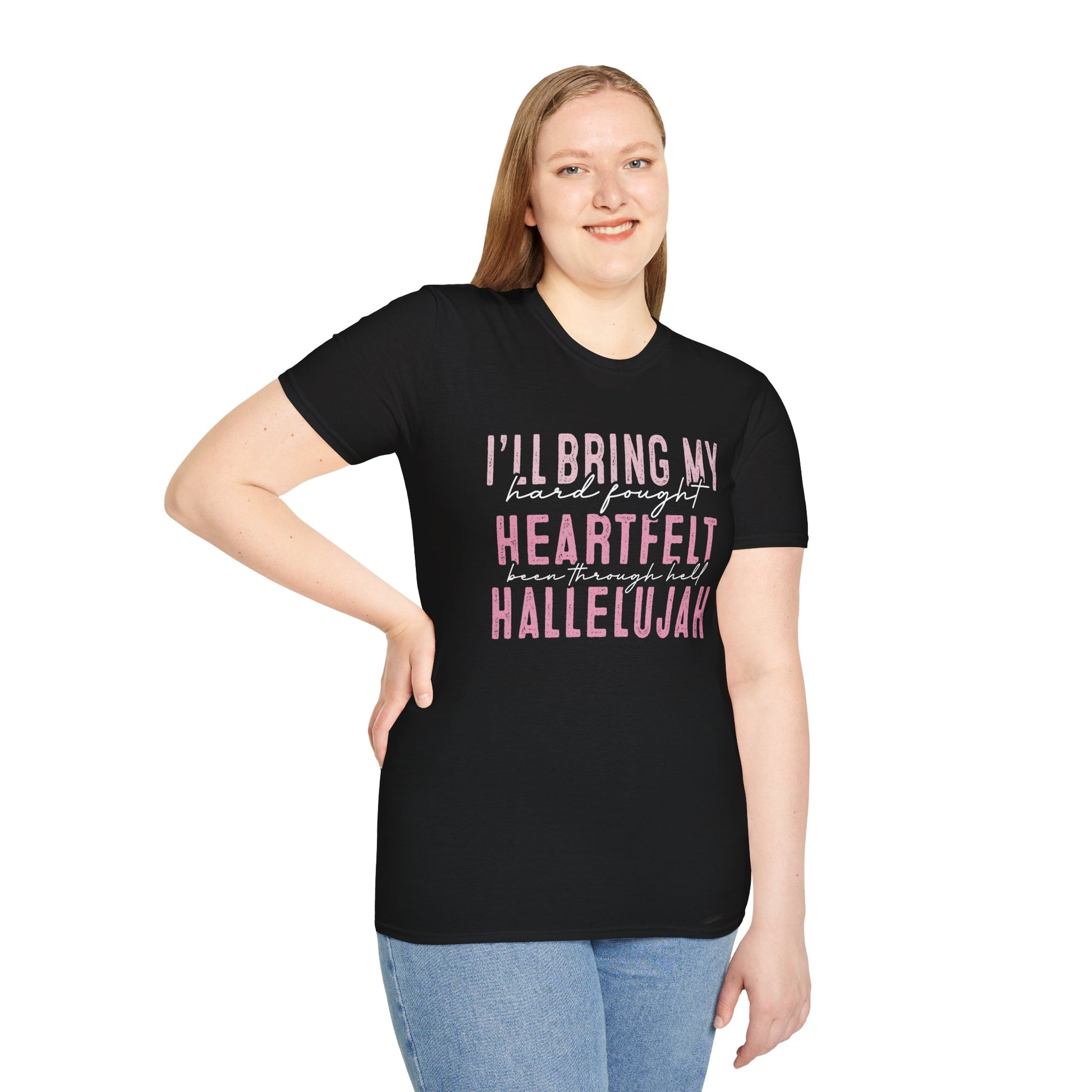 Heartfelt Hallelujah Unisex T-Shirt, Inspirational Tee, Music Lover Gift, Casual Wear, Christian Apparel, Comfortable Daily Wear