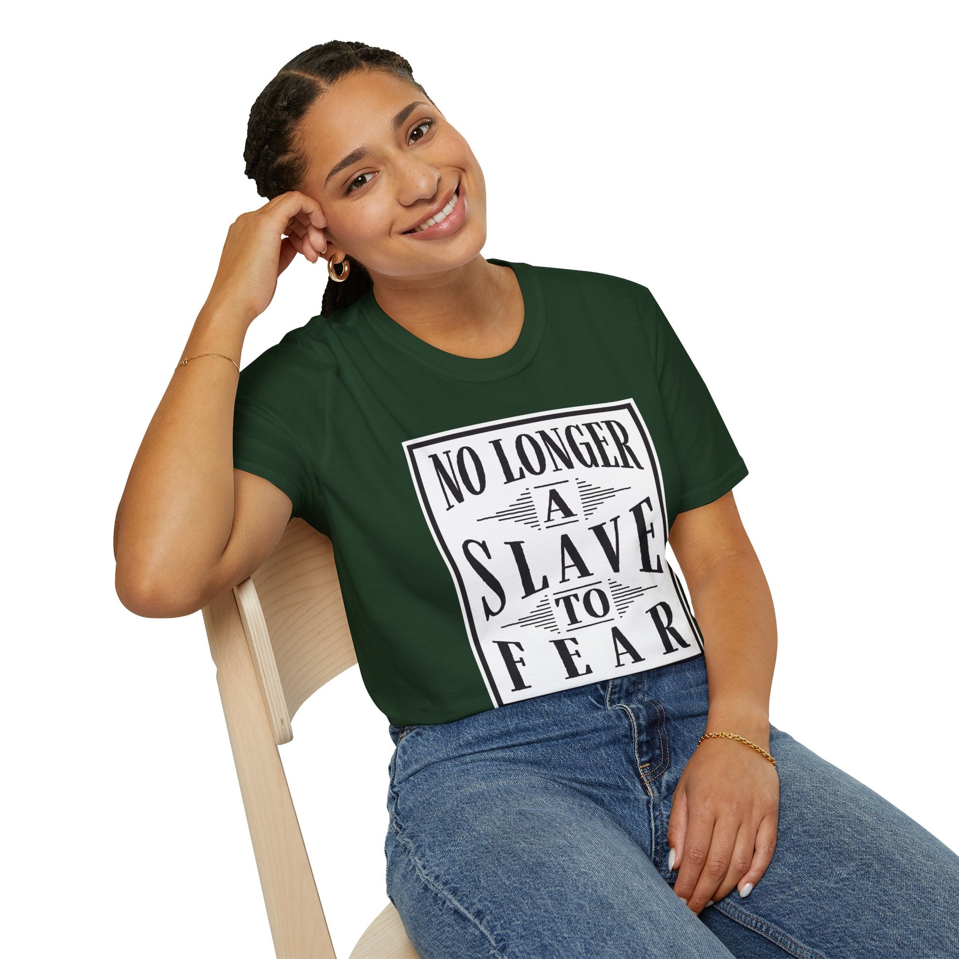 “No Longer a Slave to Fear” Christian T-Shirt – Proverbs 3:25–26 Scripture Tee – Edgy Faith-Based Apparel (Unisex)