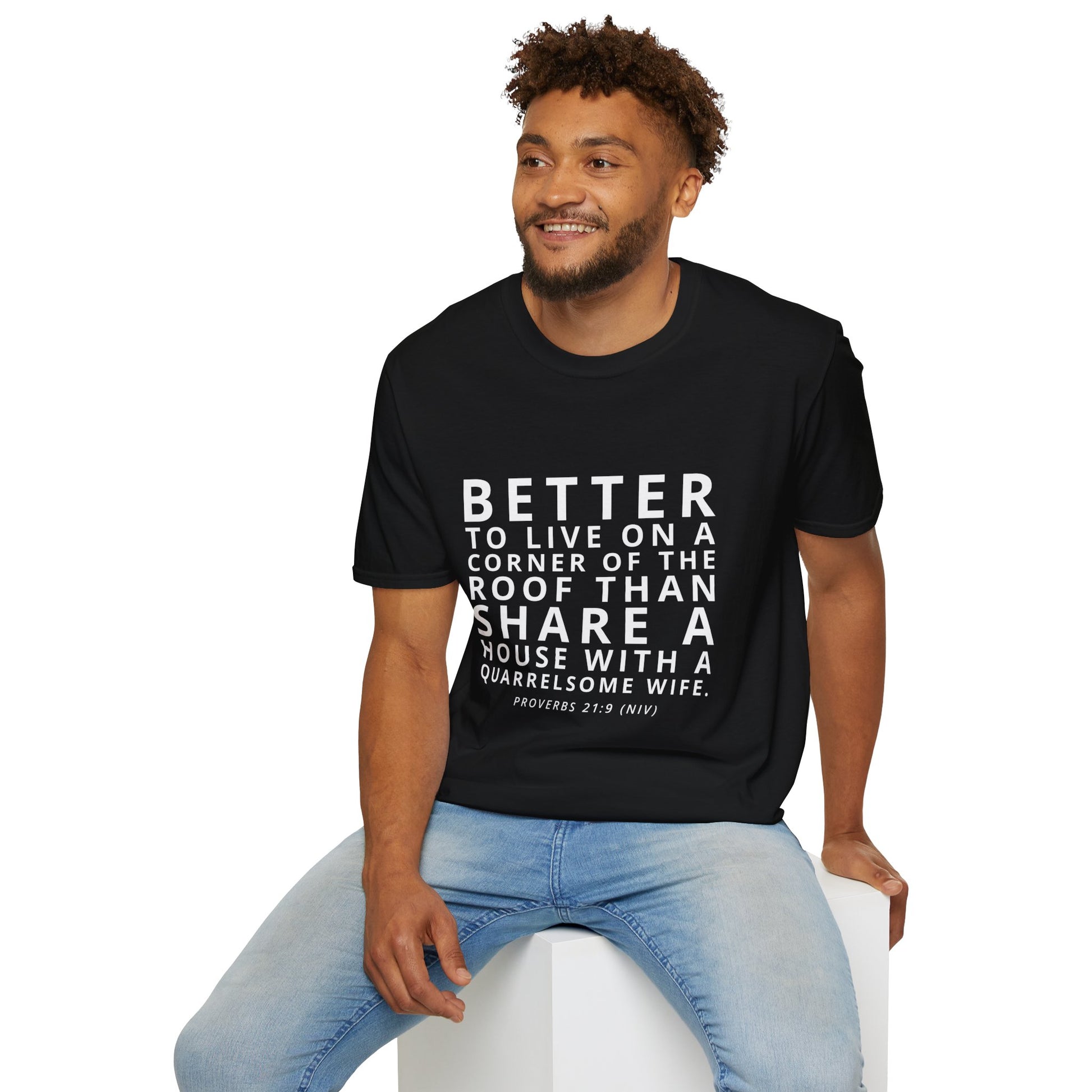 Quarrelsome Wife T-Shirt Proverbs 21:9, Funny Gift, Bible Verse Tee, Casual Wear, Unisex Softstyle Shirt, Gift for Him