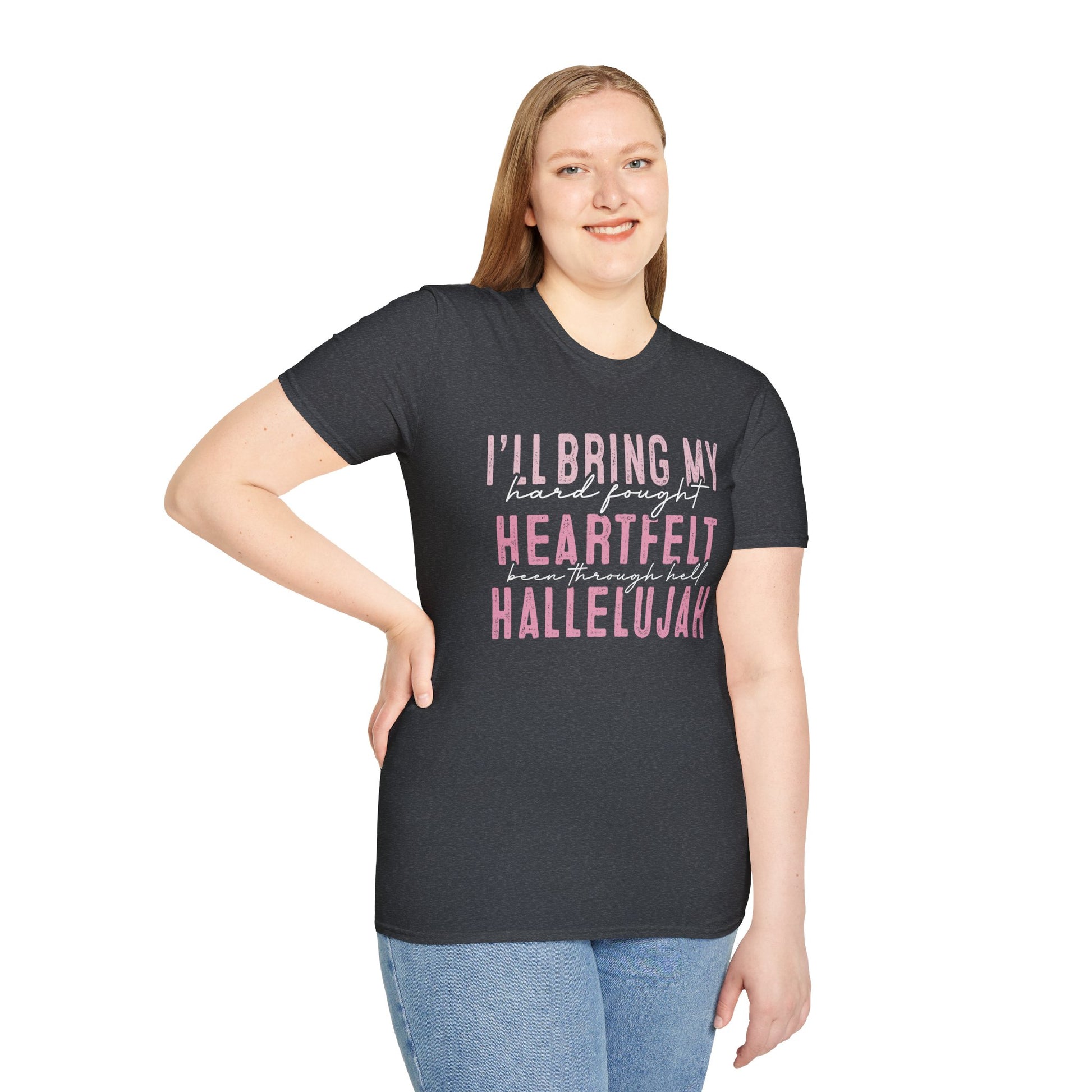 Heartfelt Hallelujah Unisex T-Shirt, Inspirational Tee, Music Lover Gift, Casual Wear, Christian Apparel, Comfortable Daily Wear