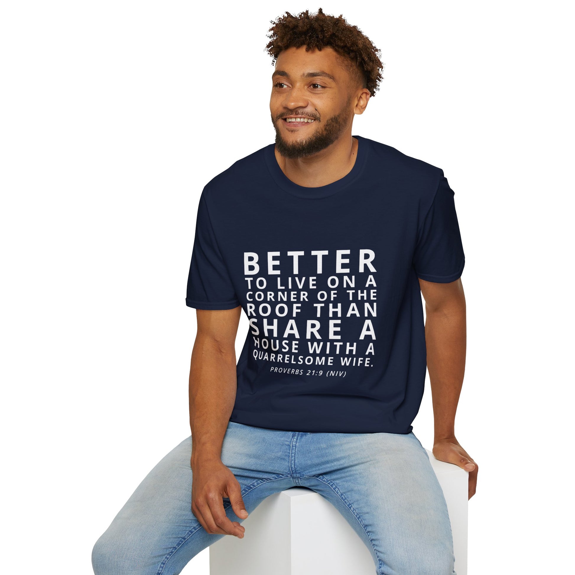 Quarrelsome Wife T-Shirt Proverbs 21:9, Funny Gift, Bible Verse Tee, Casual Wear, Unisex Softstyle Shirt, Gift for Him