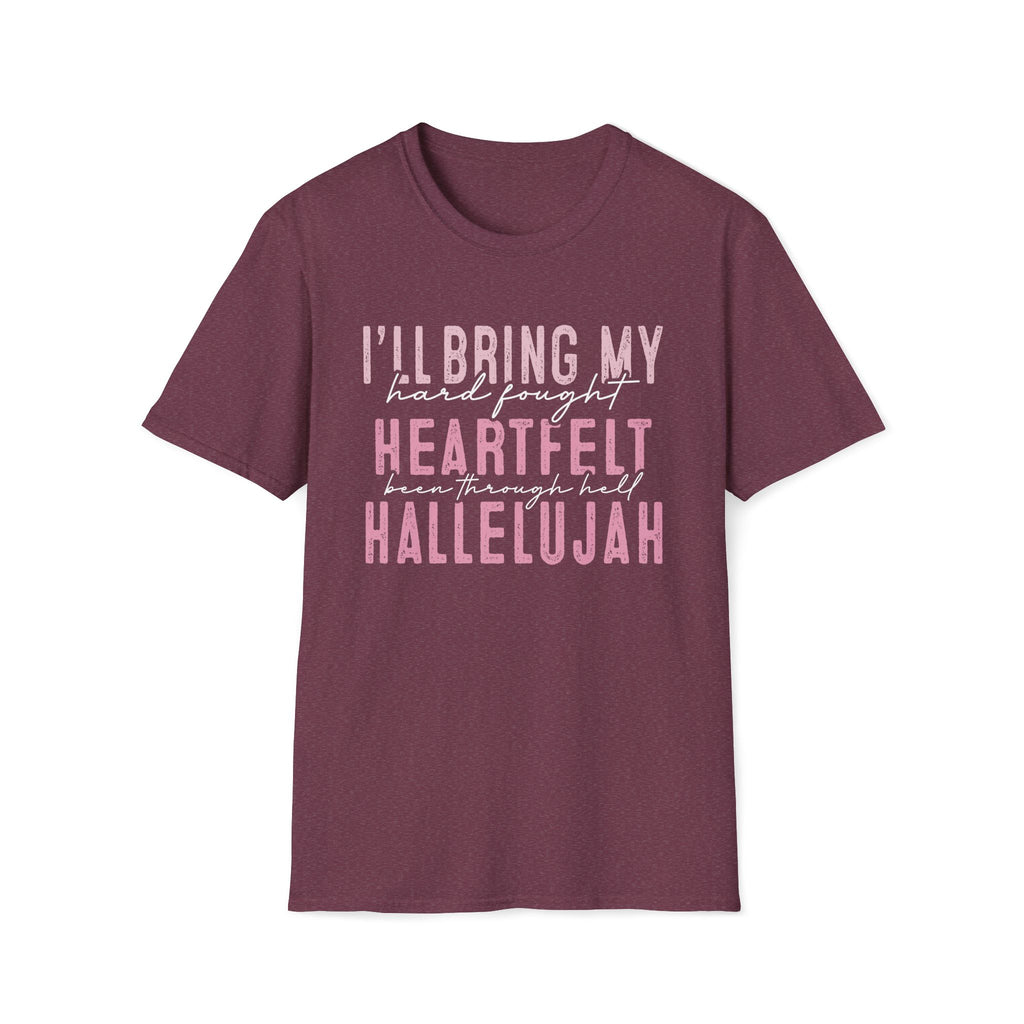 Heartfelt Hallelujah Unisex T-Shirt, Inspirational Tee, Music Lover Gift, Casual Wear, Christian Apparel, Comfortable Daily Wear