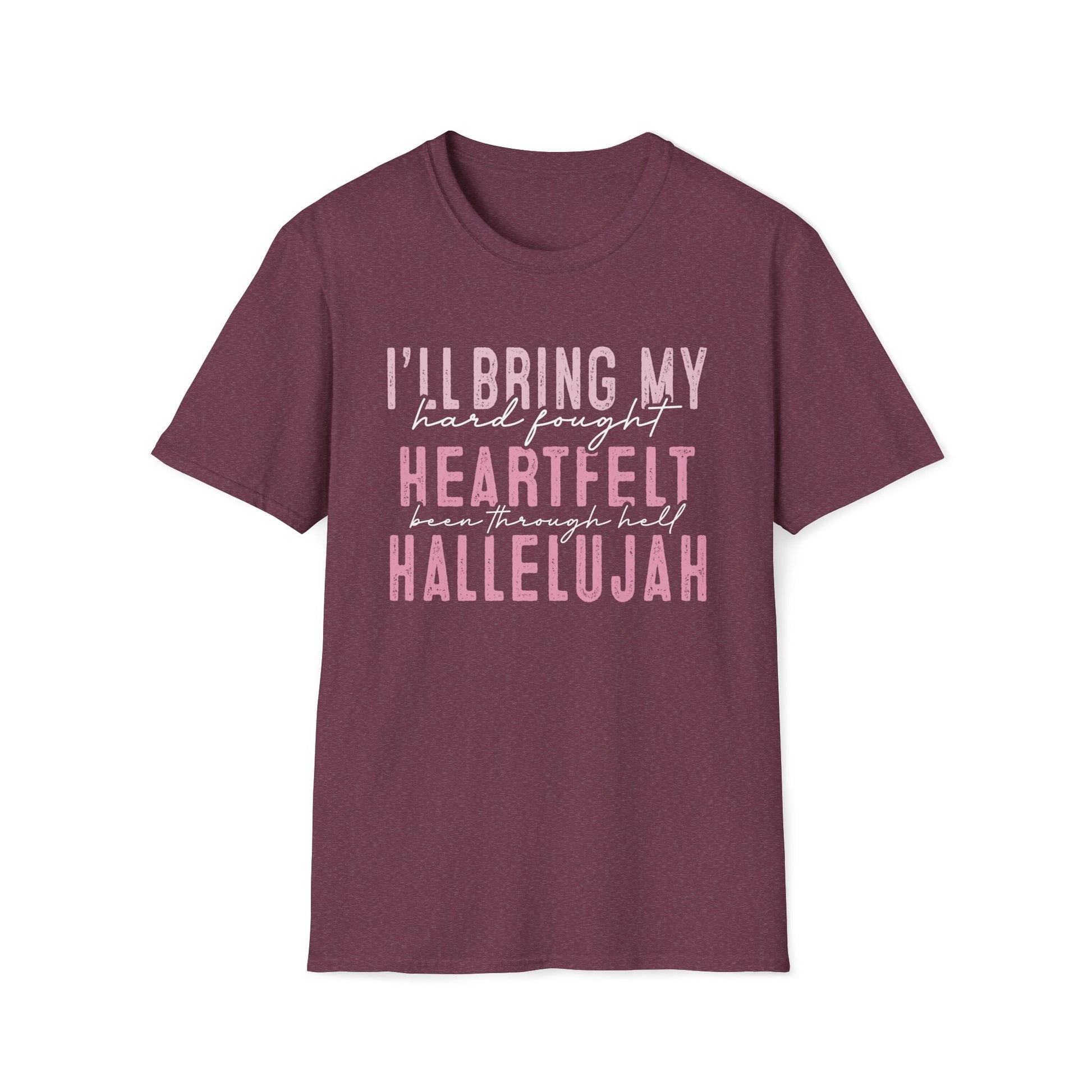 Heartfelt Hallelujah Unisex T-Shirt, Inspirational Tee, Music Lover Gift, Casual Wear, Christian Apparel, Comfortable Daily Wear