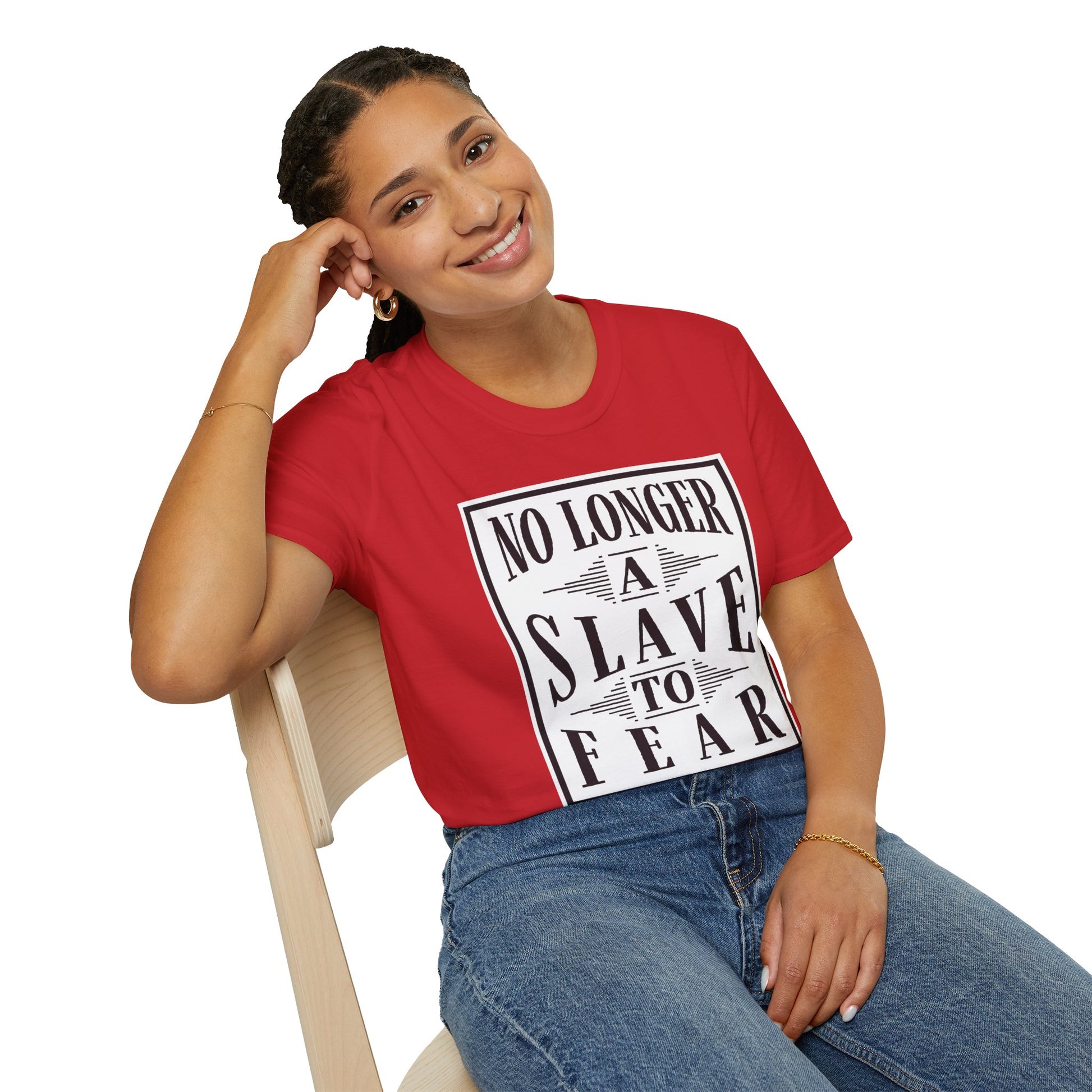 “No Longer a Slave to Fear” Christian T-Shirt – Proverbs 3:25–26 Scripture Tee – Edgy Faith-Based Apparel (Unisex)