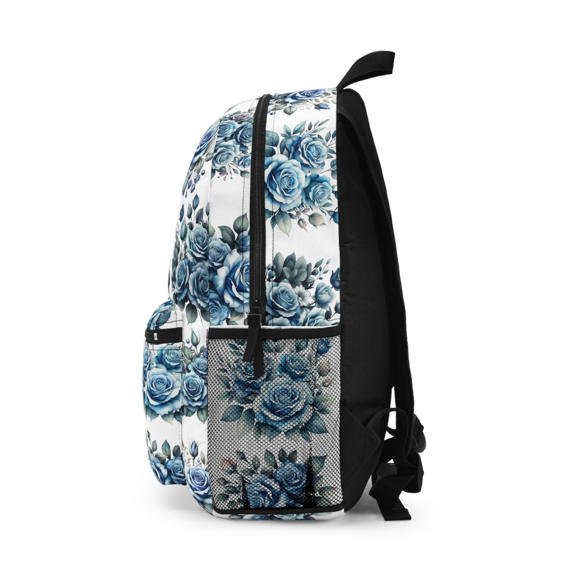 Vintage Blue Flowers, Floral Backpack - Stylish School Bag, Trendy Floral Rucksack, Artistic Travel Tote, Gift for Her
