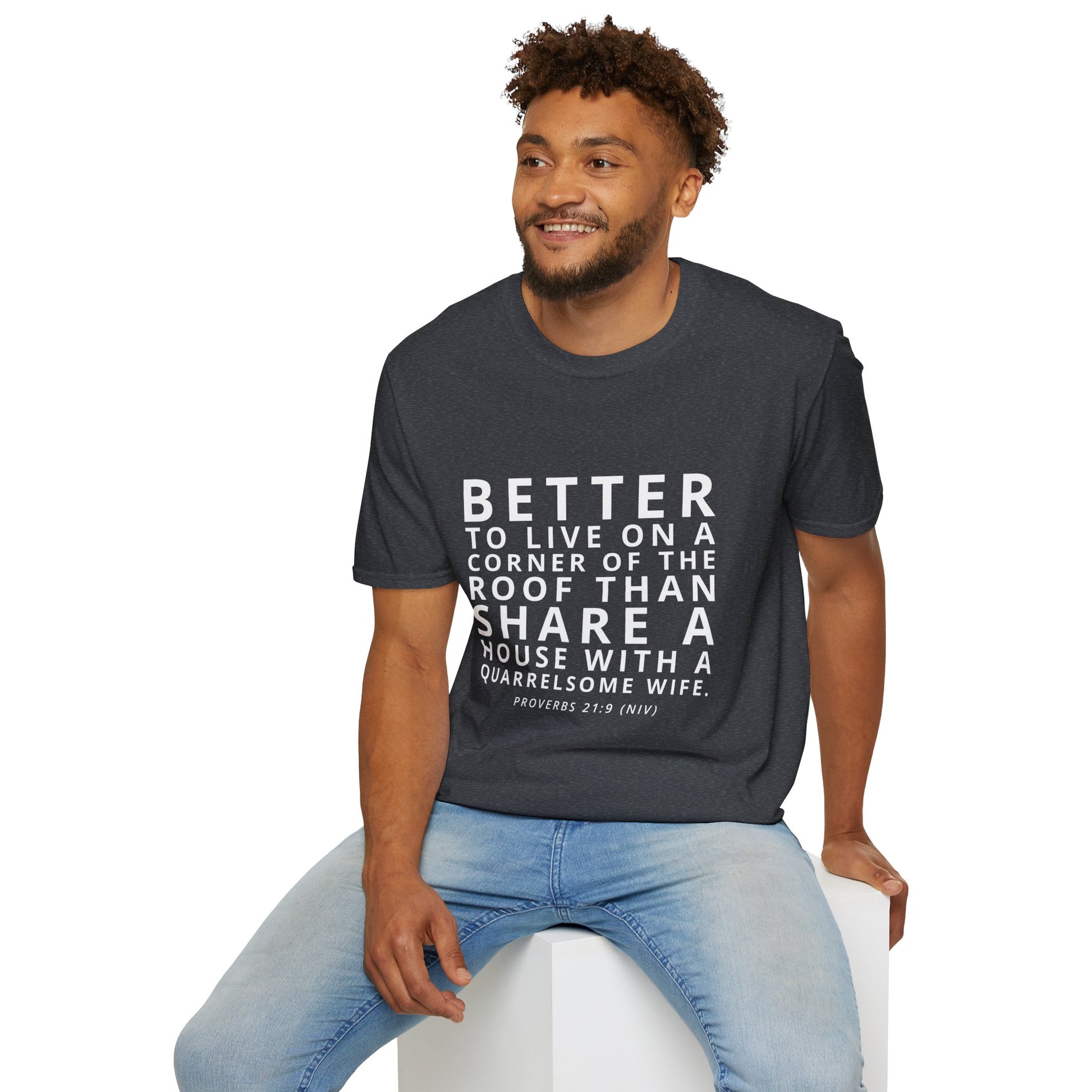 Quarrelsome Wife T-Shirt Proverbs 21:9, Funny Gift, Bible Verse Tee, Casual Wear, Unisex Softstyle Shirt, Gift for Him